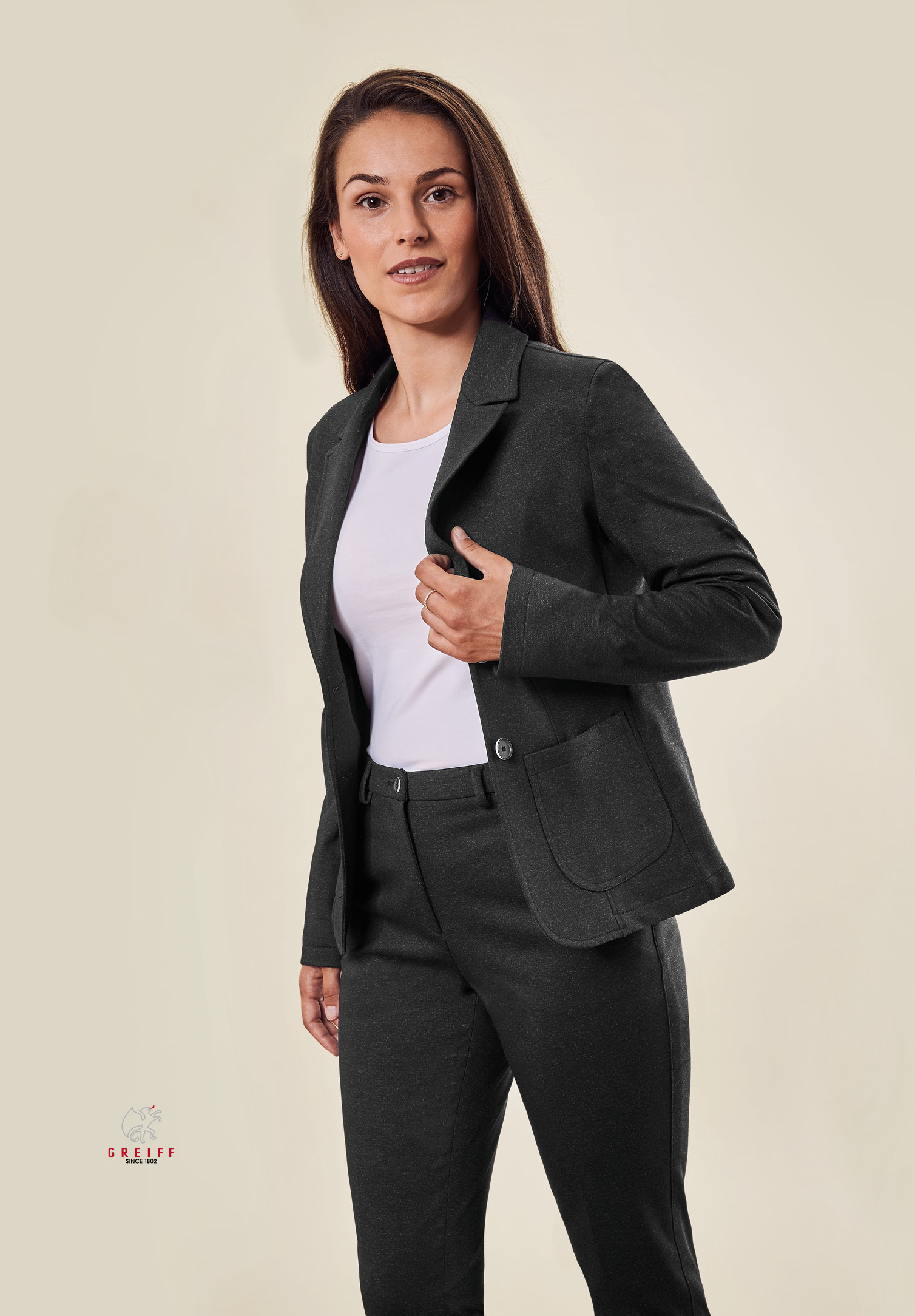 damen jersey blazer modern fit - anthrazit meliert - 38
