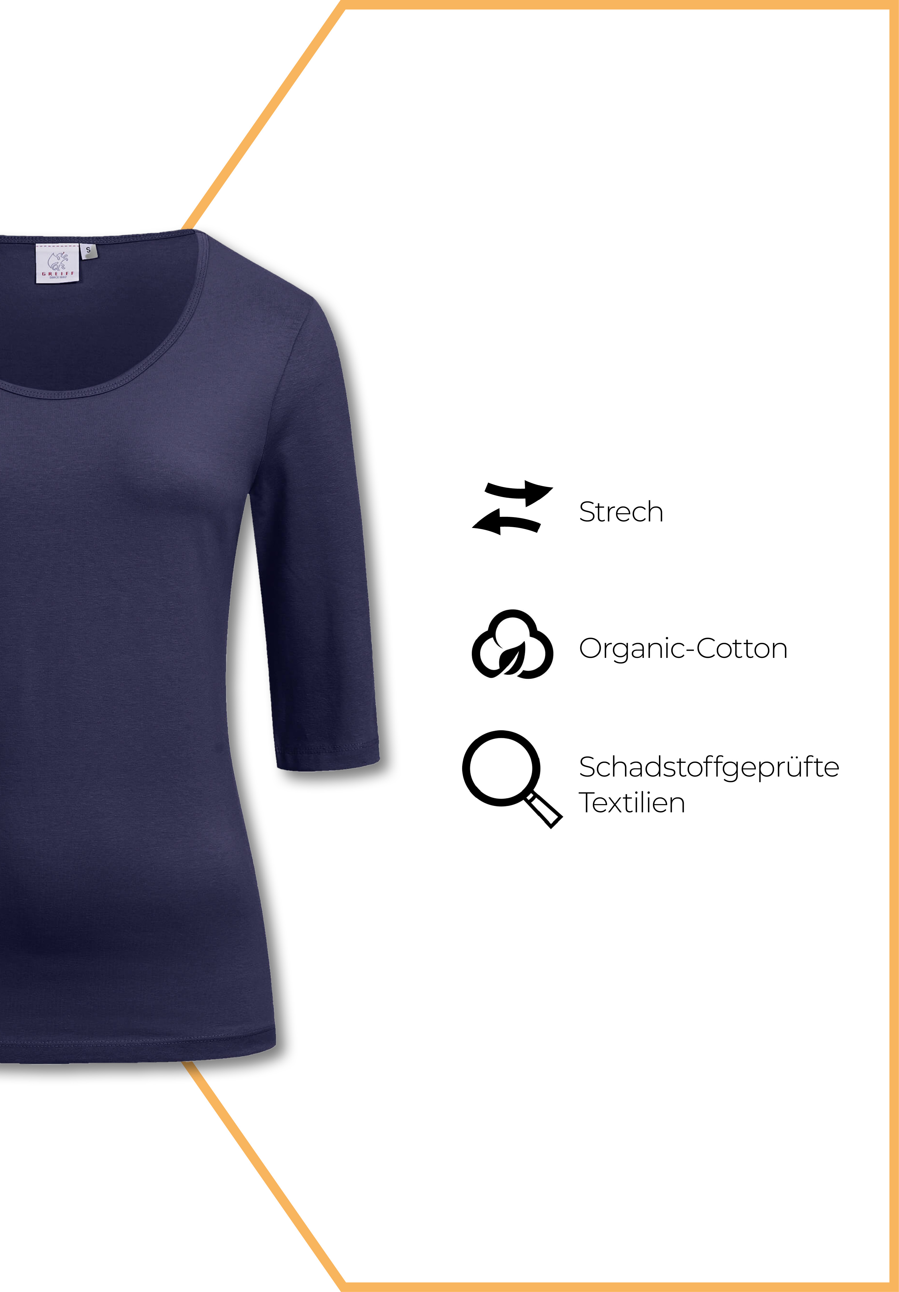 Damen Shirt 3/4 - taupe - S