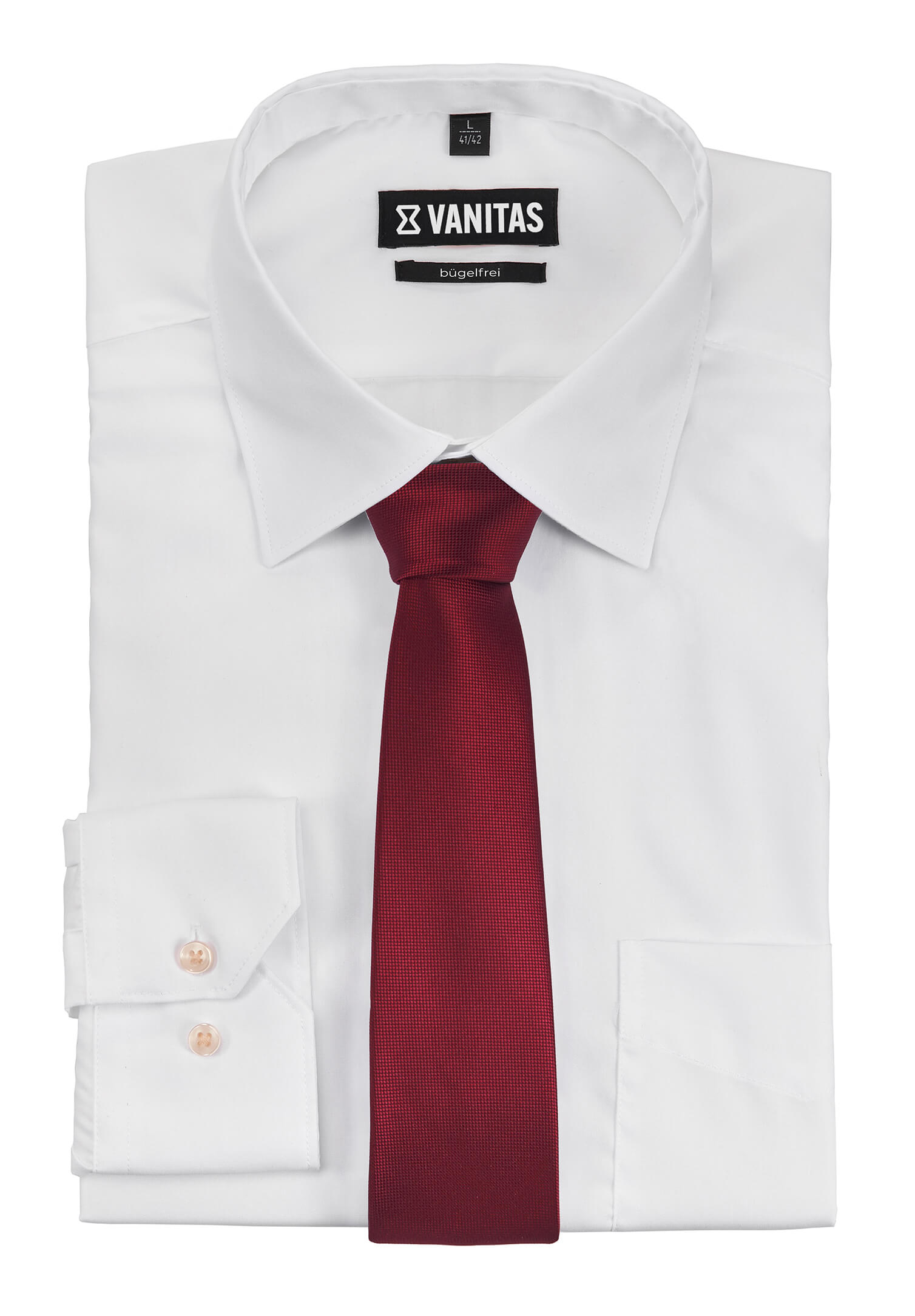 Krawatte uni - feine Waffelstruktur bordeaux