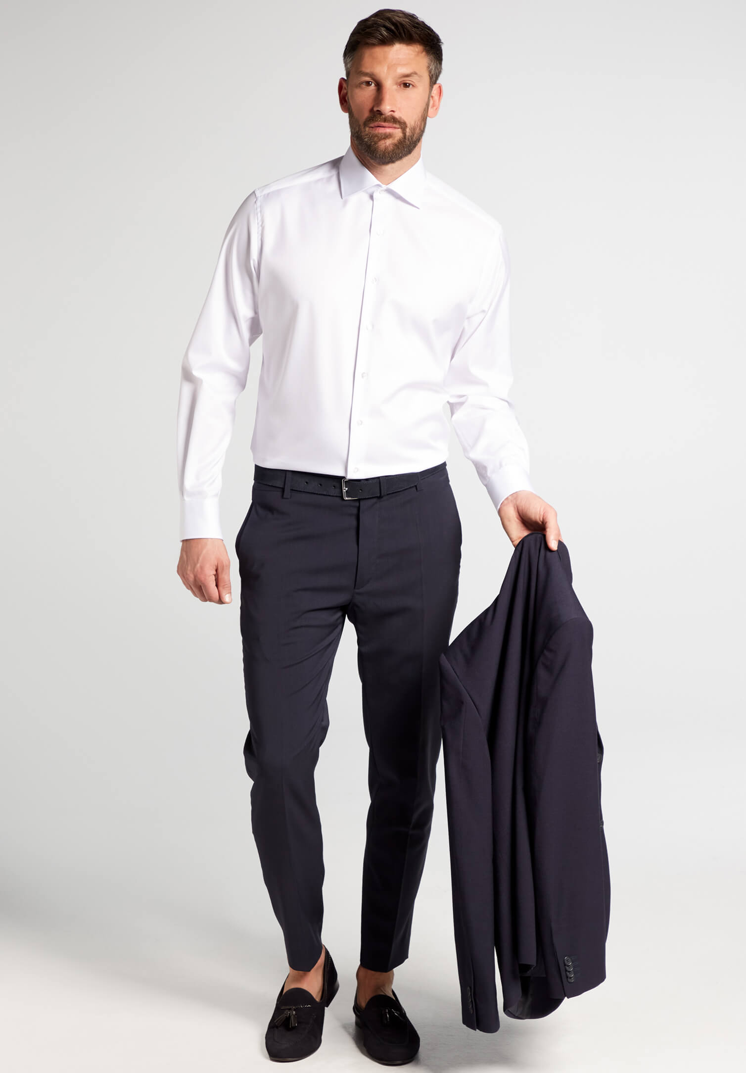 eterna hemd blickdicht modern fit langarm - armlänge normal - weiß - 48