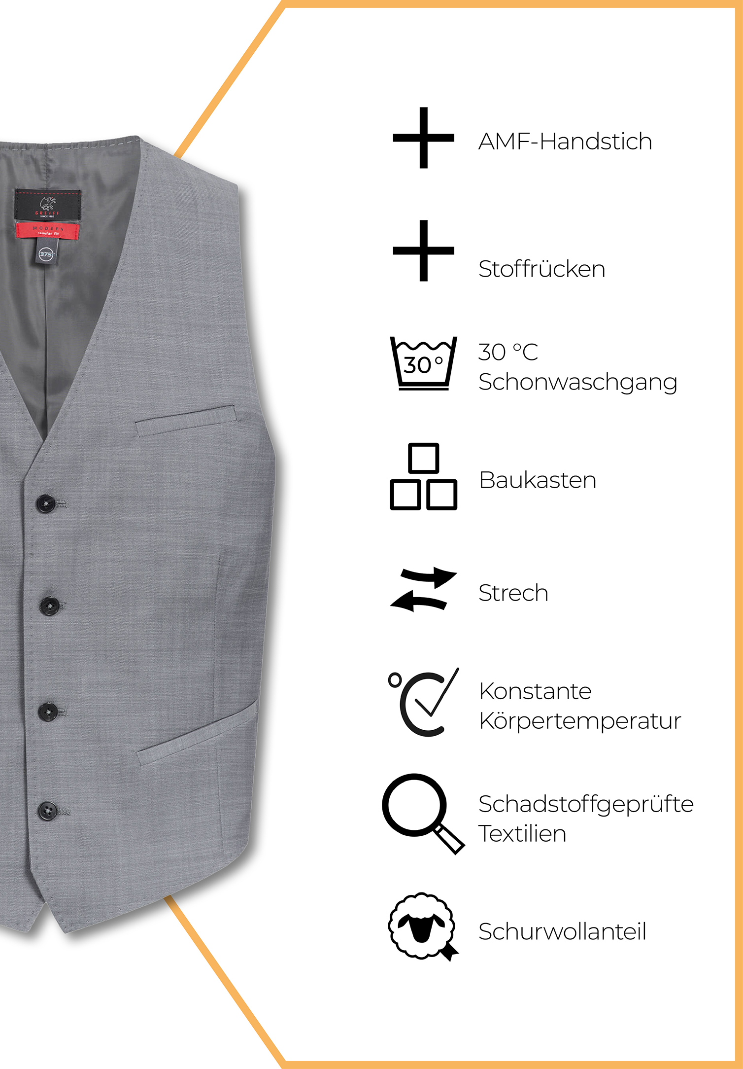 aerio weste modern fit - hellgrau - 46