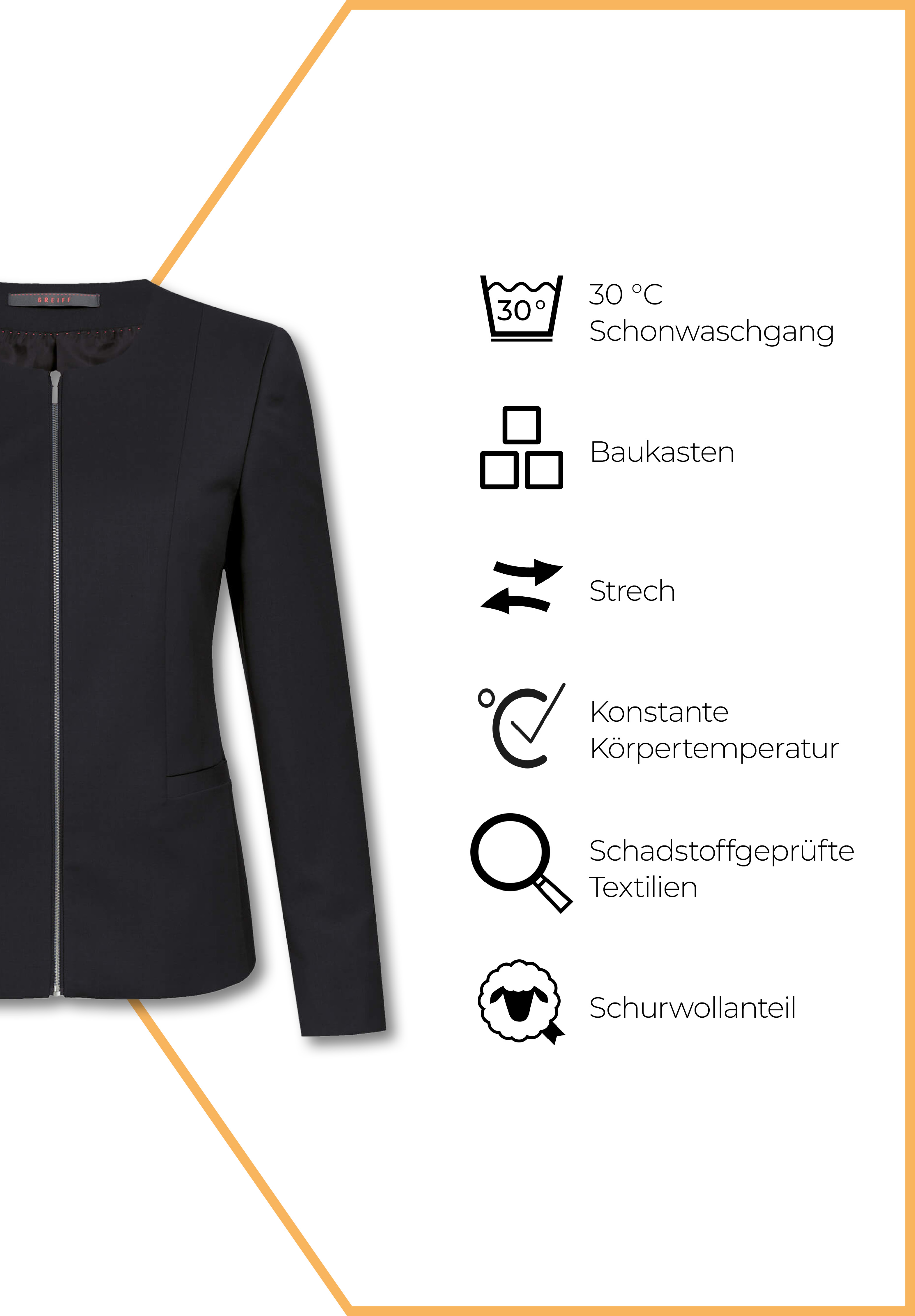 aeria zipp blazer modern fit - schwarz - 42