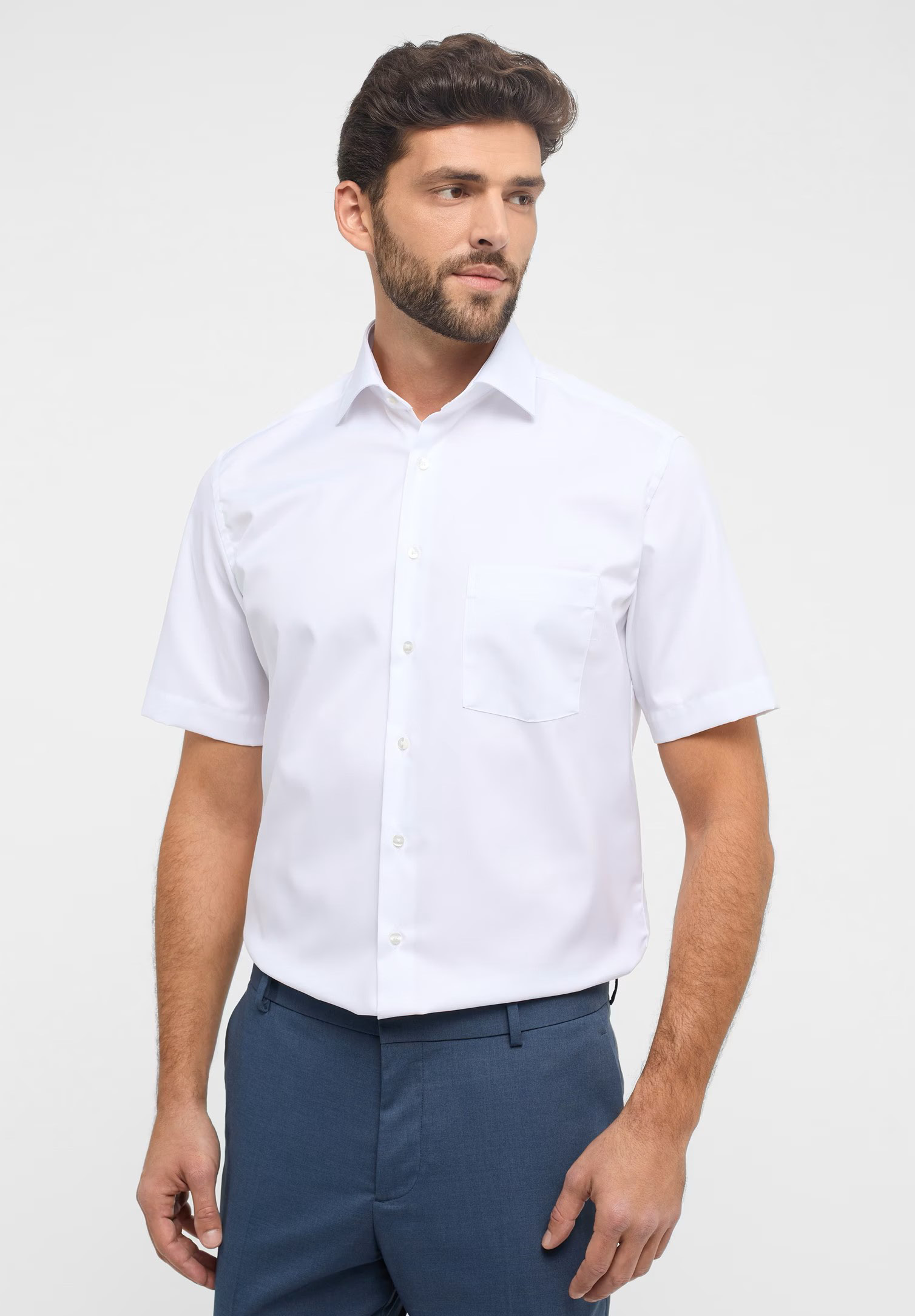eterna hemd blickdicht modern fit kurzarm - weiß - 42