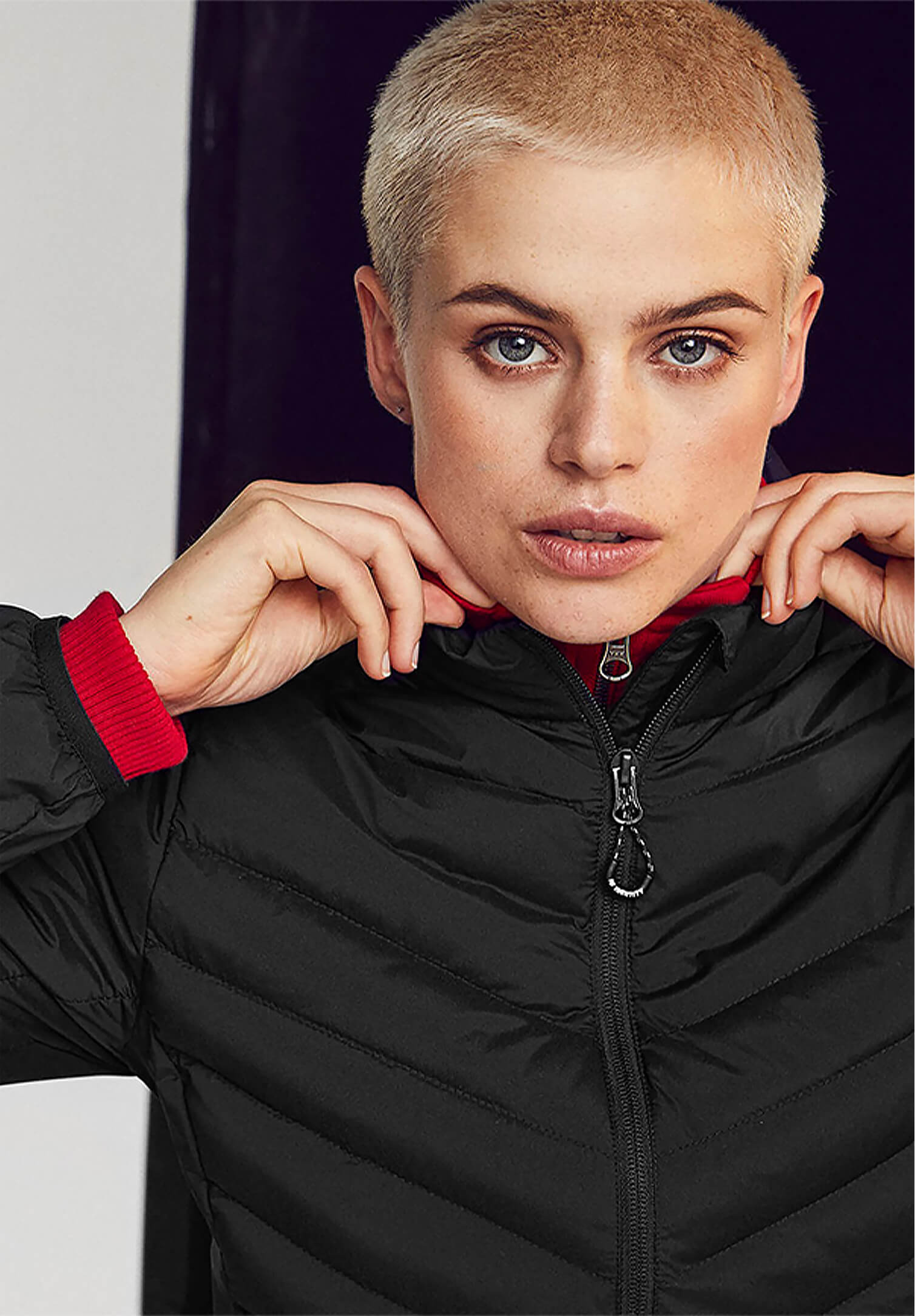 damen bestatterjacke - wattiert - schwarz - 2xl