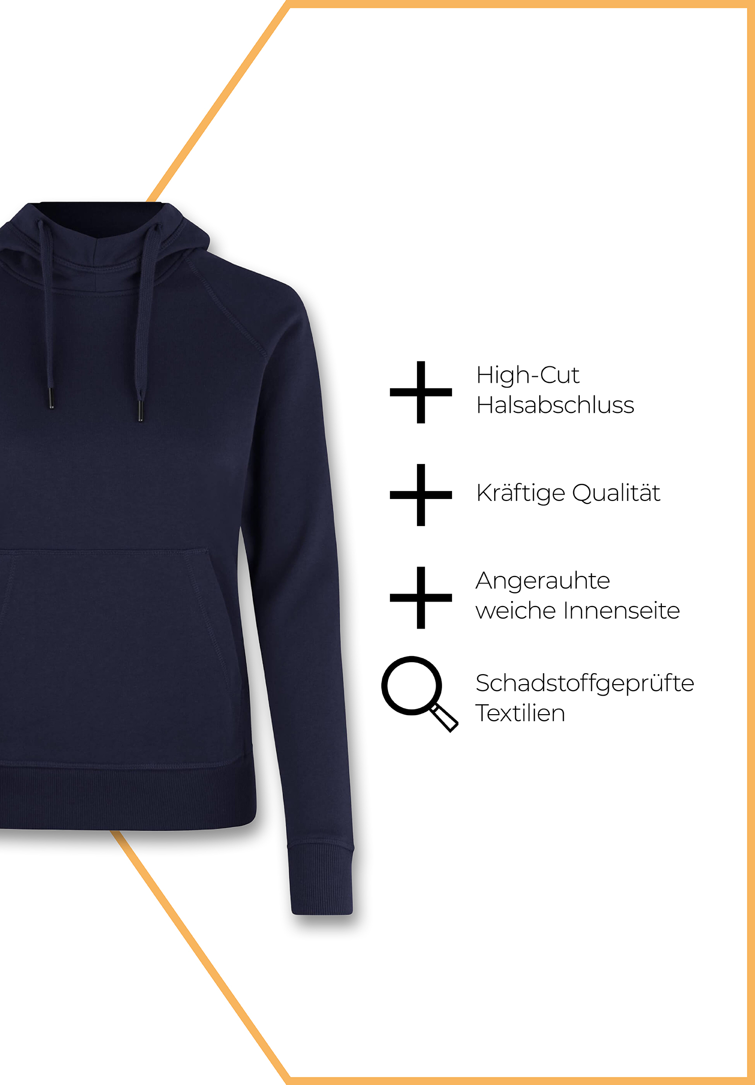 damen hoodie high-cut - marine - 3xl