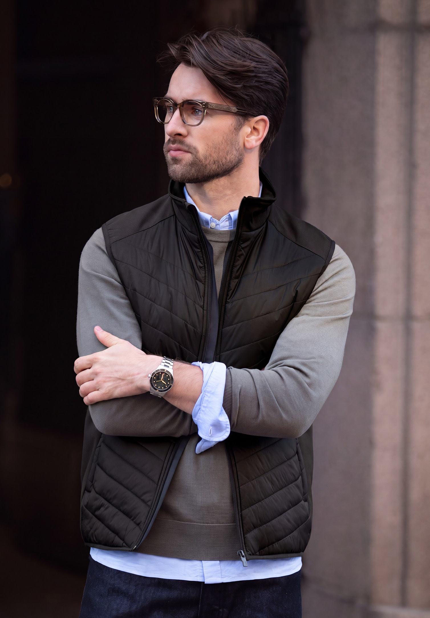 herren hybridweste - schwarz - xl