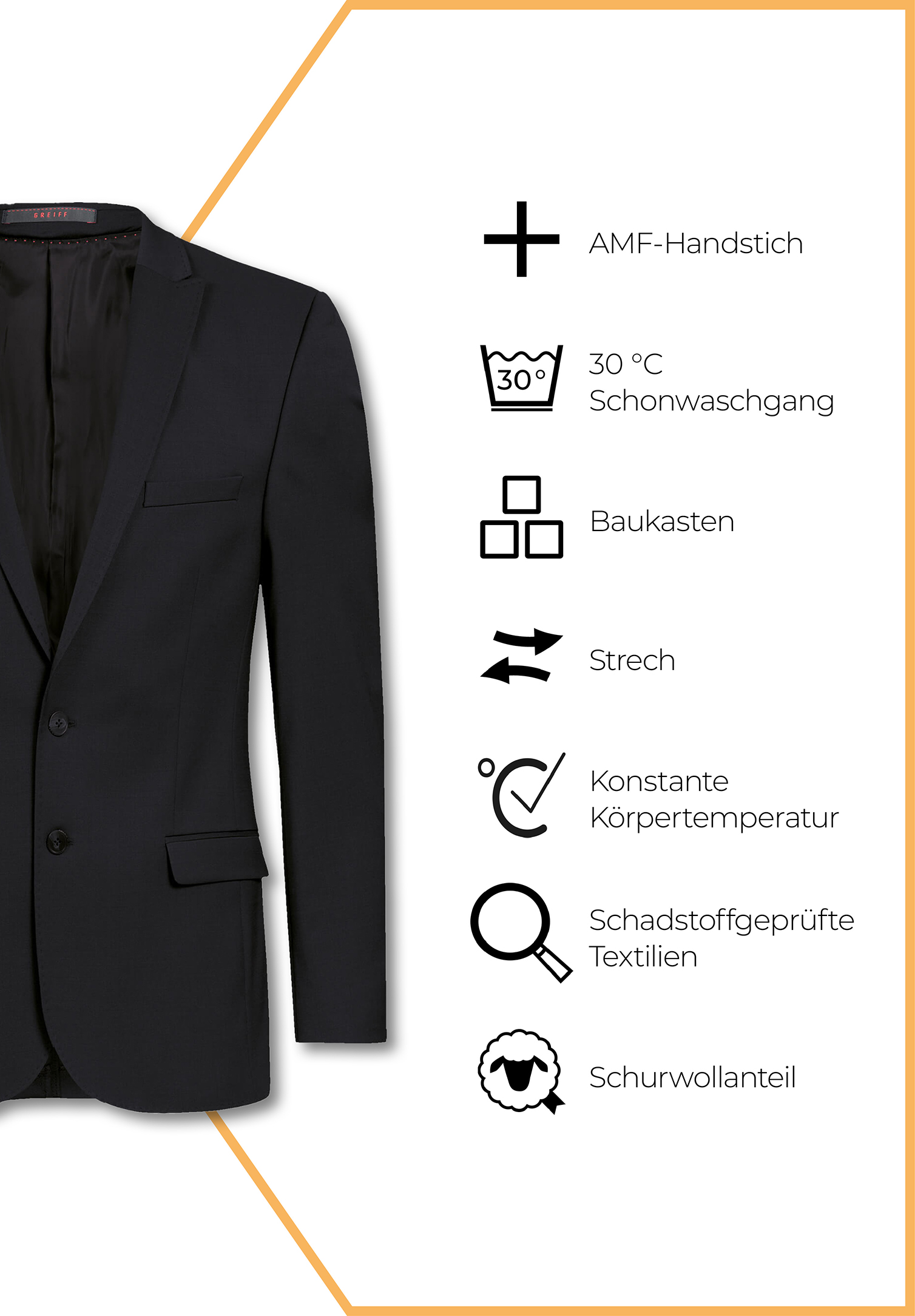 aerio sakko slim fit - schwarz - 52