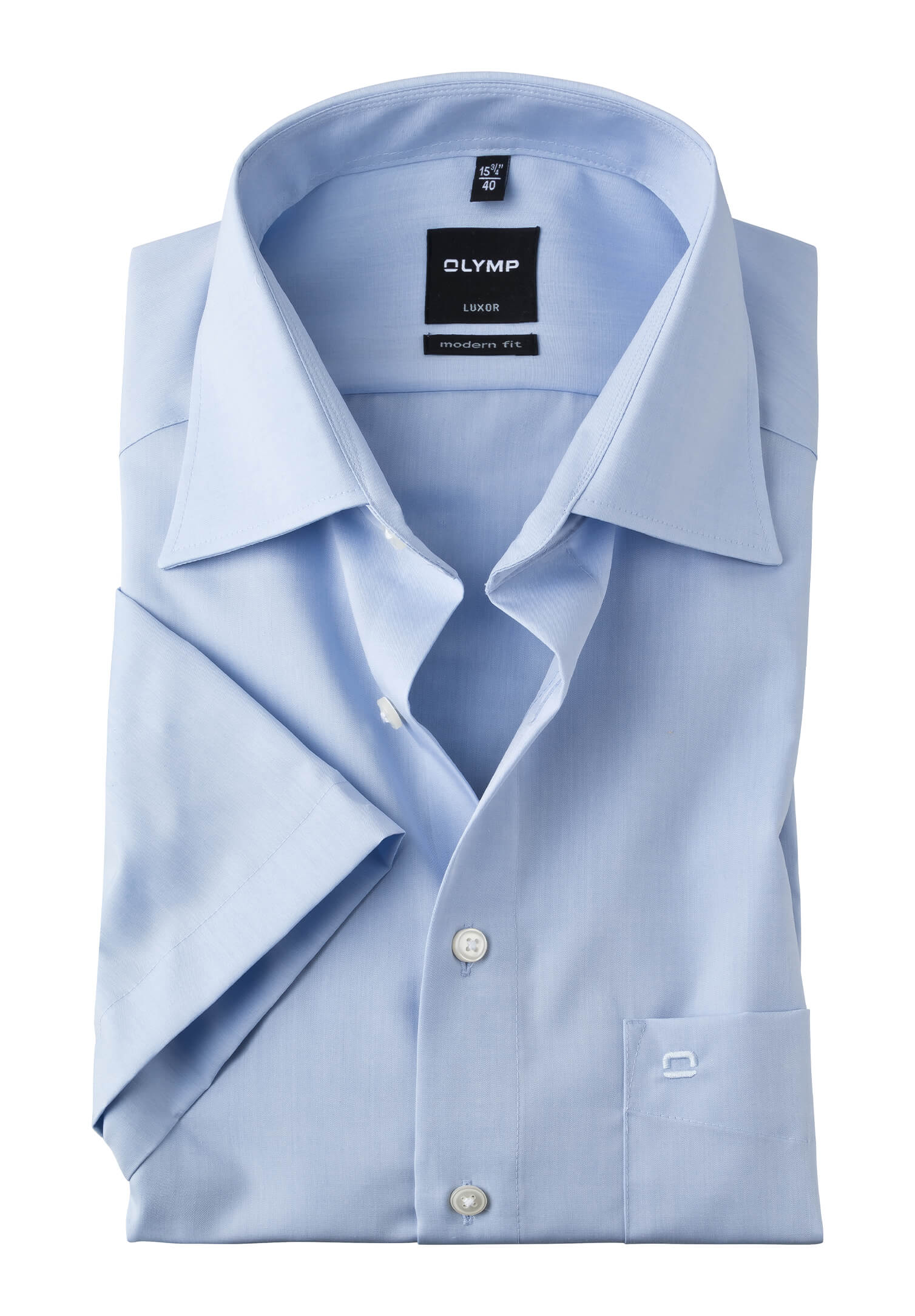 olymp luxor hemd chambray modern fit kurzarm - hellblau - 37
