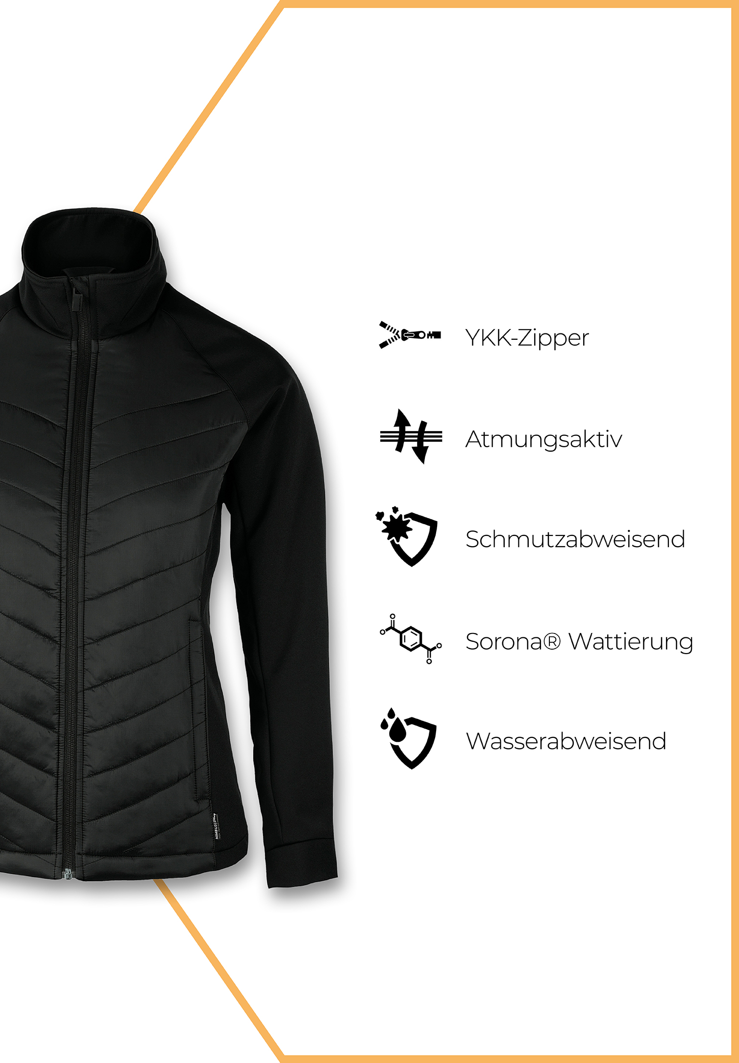 damen hybridjacke größe: m farbe: schwarz