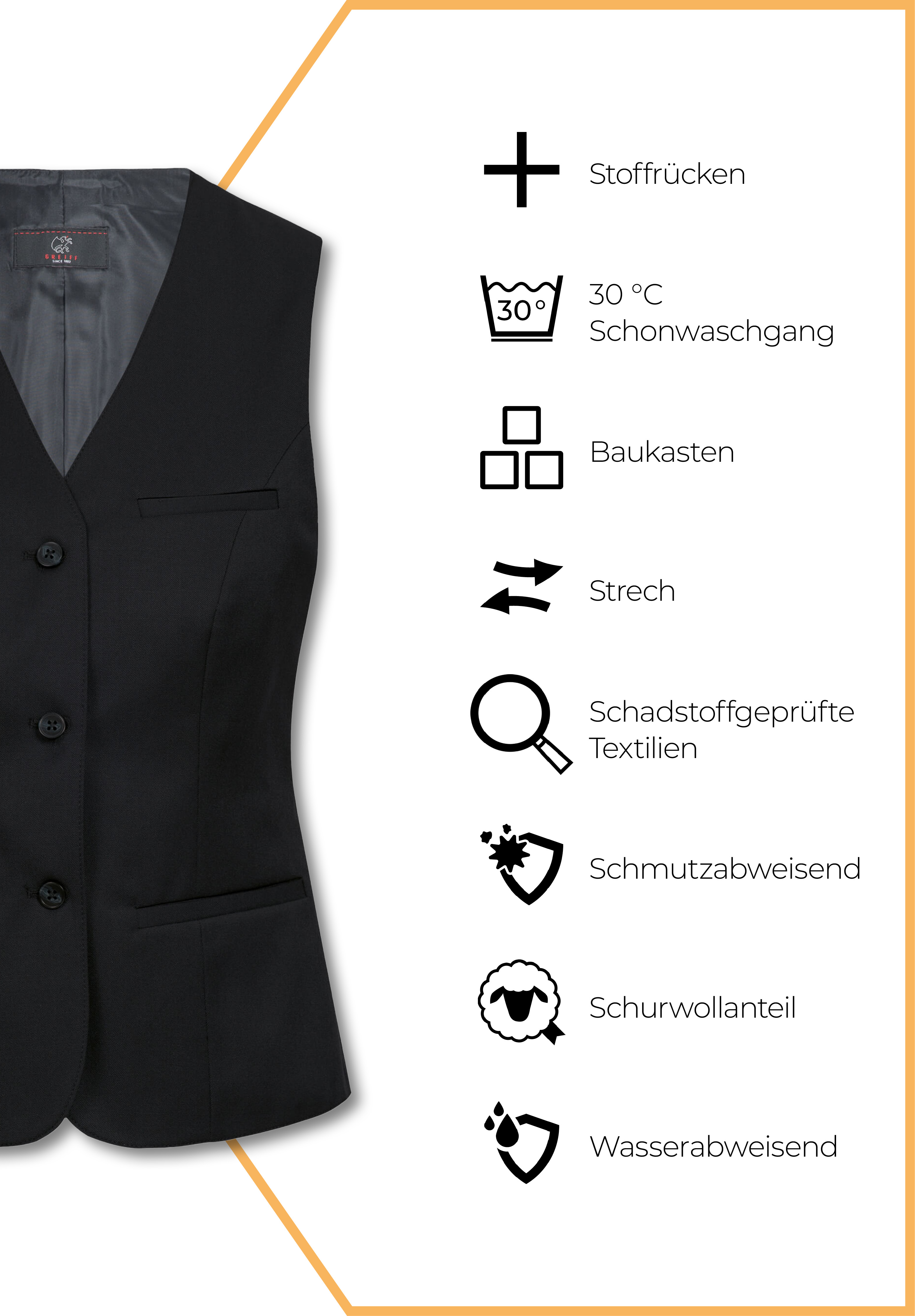 Vita Weste Modern Fit - schwarz - 34