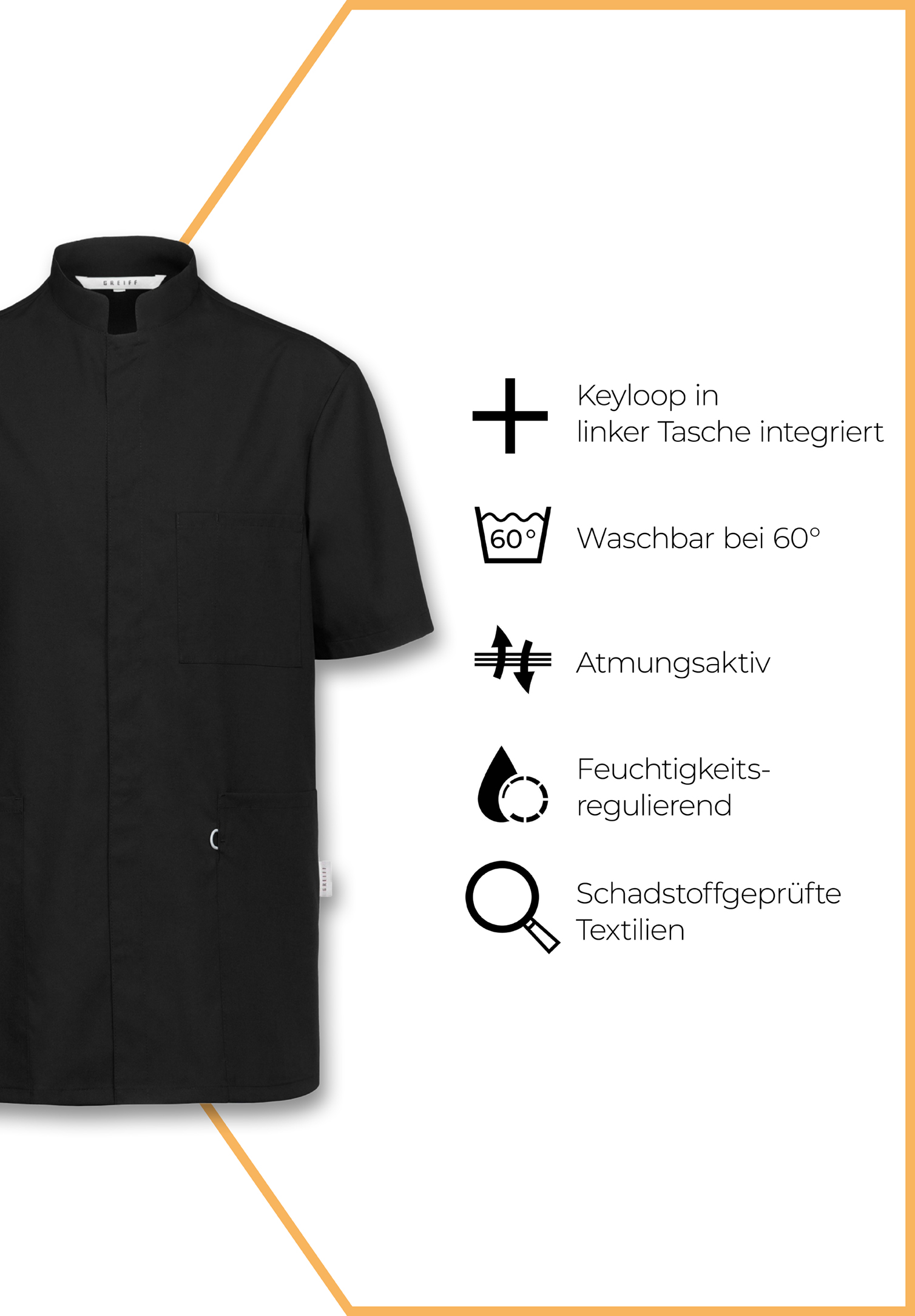 unisex tencel kasack - schwarz - xs