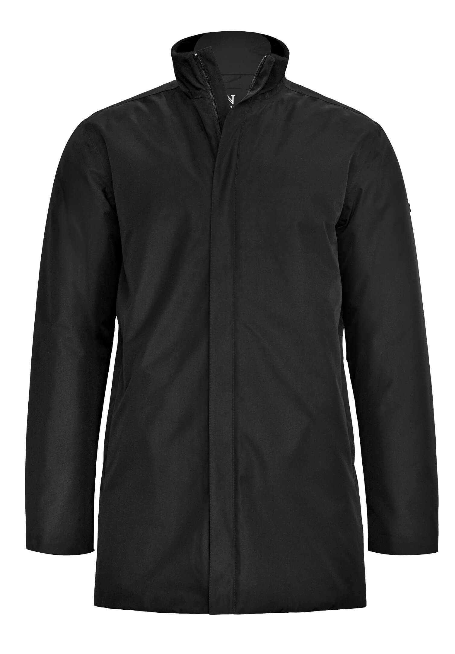 herren long jacket wattiert - schwarz - 3xl