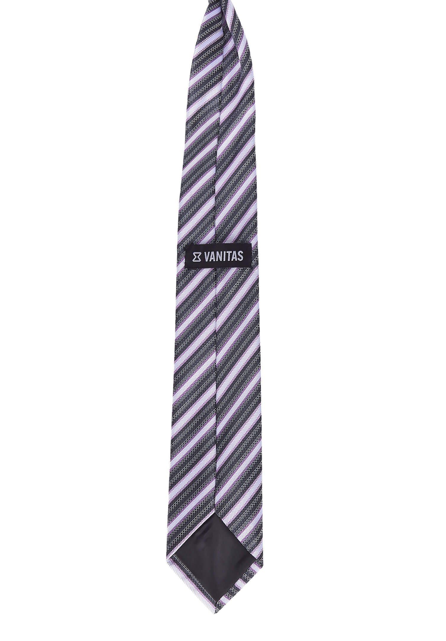 Krawatte vorgebunden mit Gummizug - modische Streifen flieder/grau/anthrazit