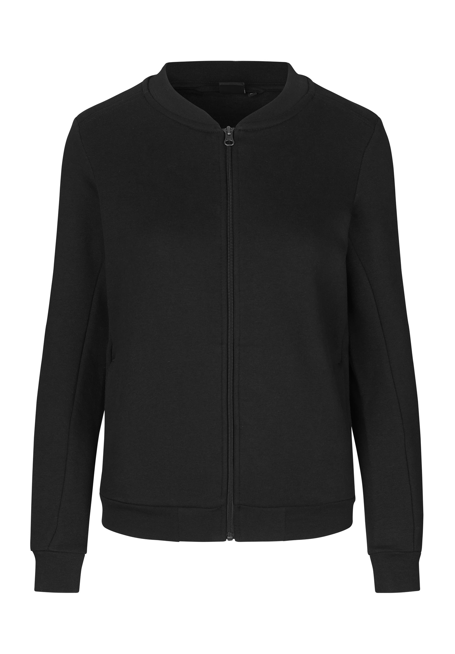 damen sweatjacke mit blousonkragen - schwarz - 5xl
