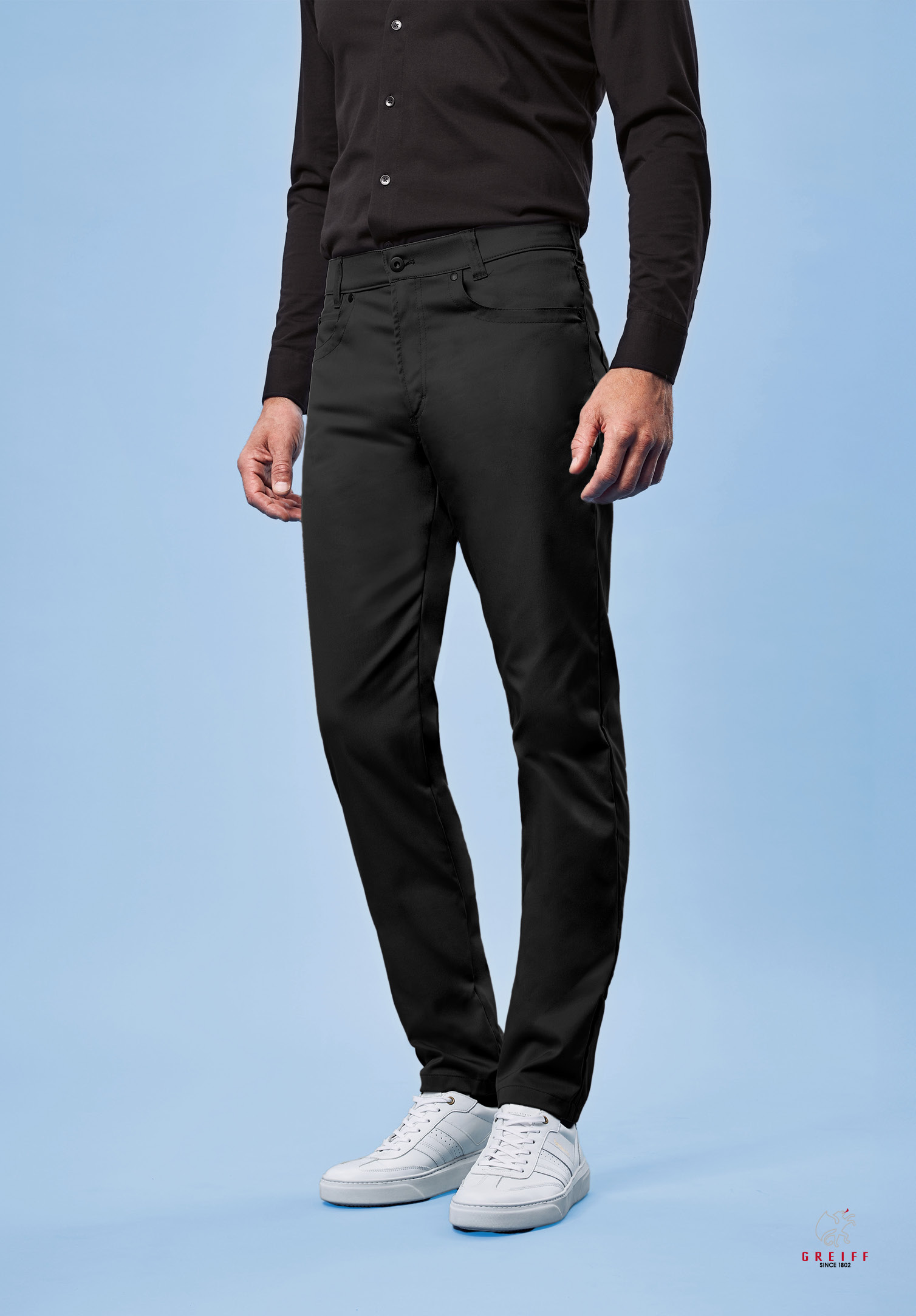 herren casual 5-pocket hose modern fit - schwarz - 44