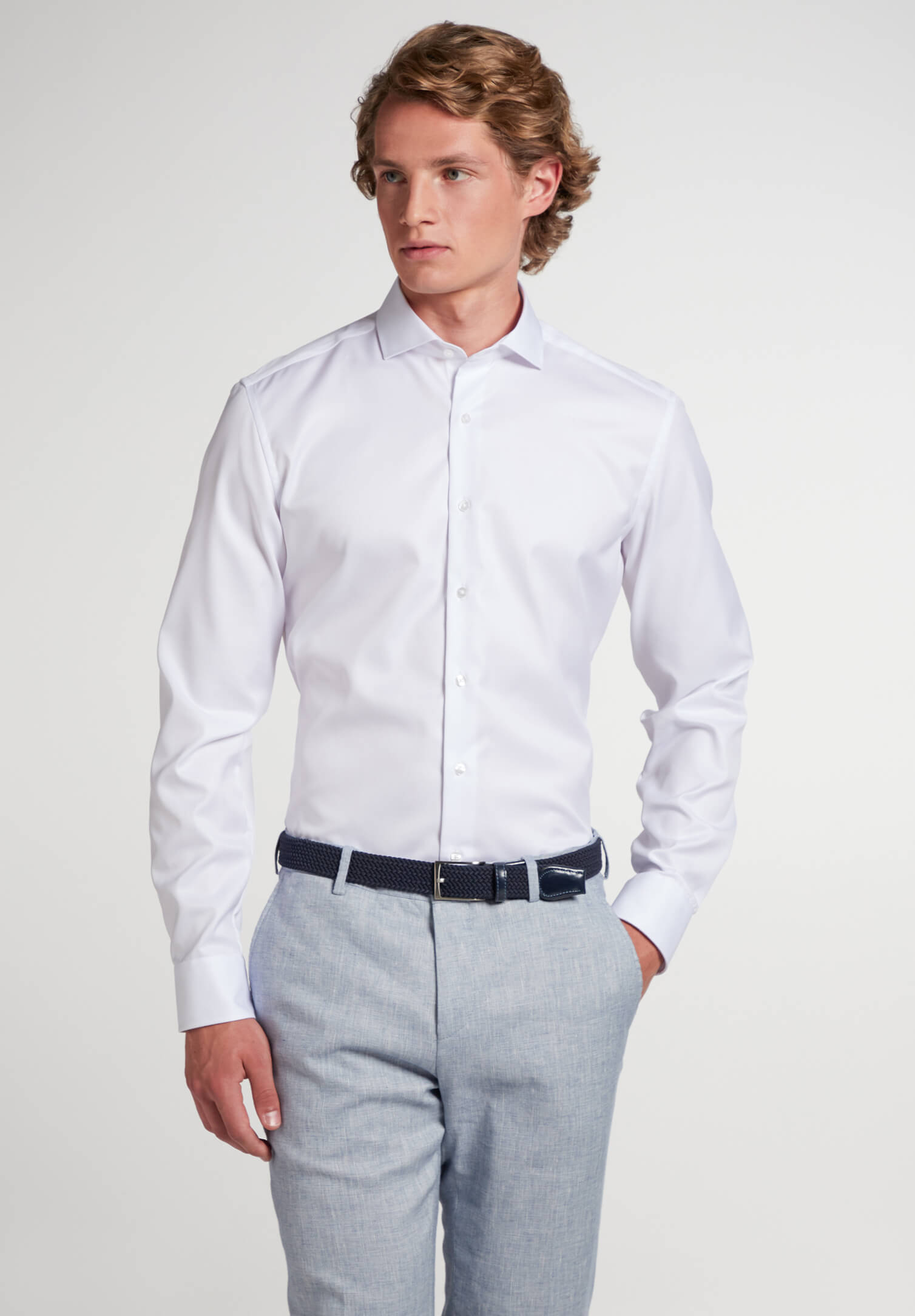 eterna hemd blickdicht slim fit langarm - armlänge super lang 70cm - weiß - 40