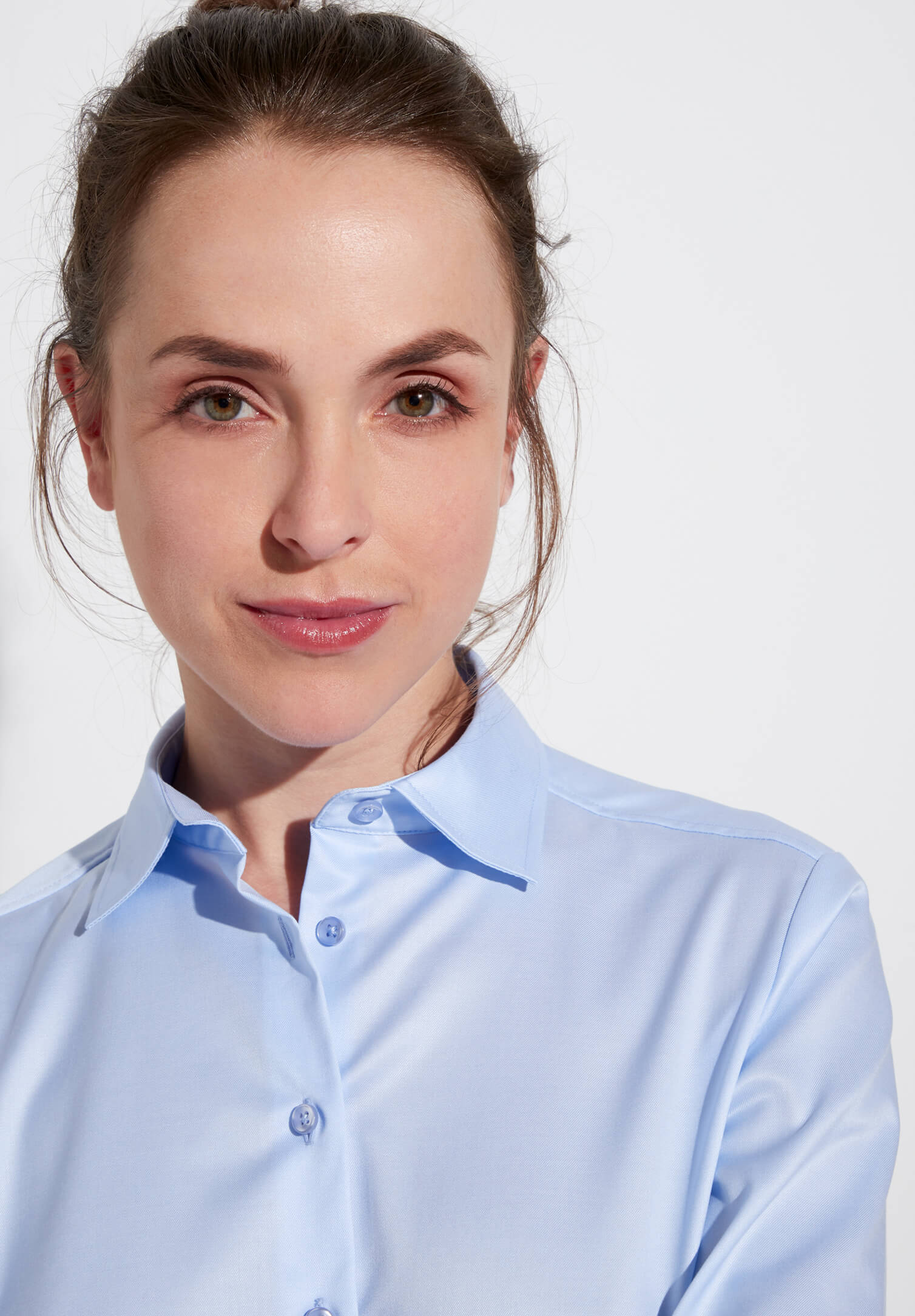 eterna blusen blickdicht modern fit langarm - hellblau - 38