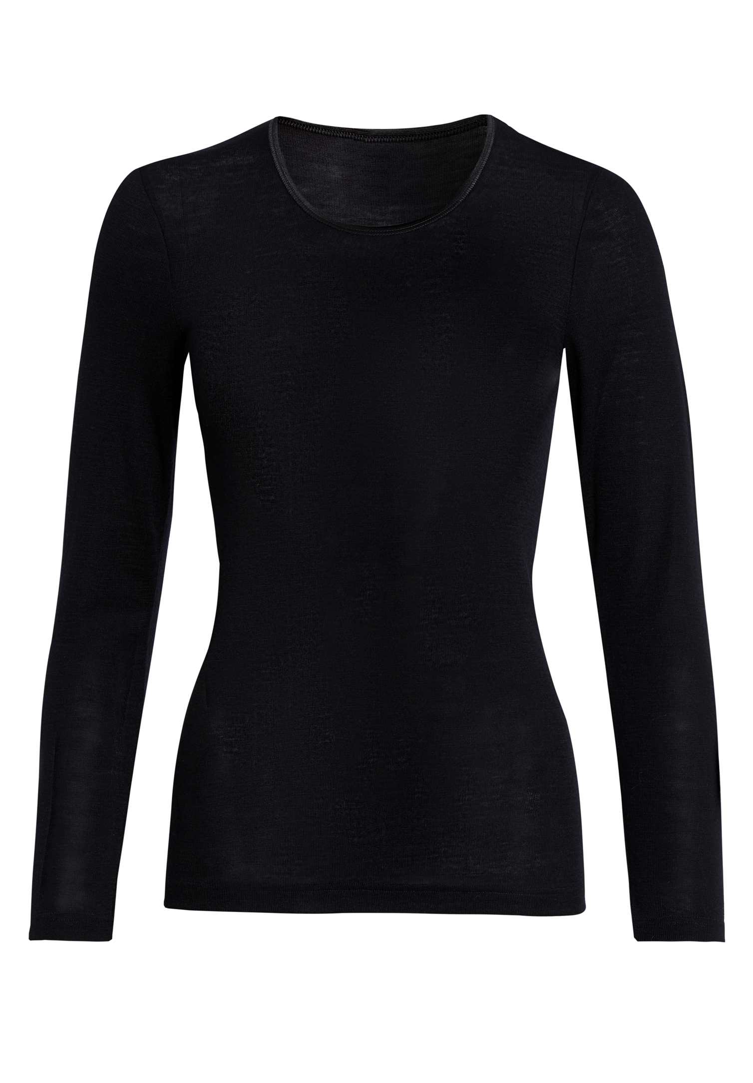 damen langarmshirt merino - schwarz - 38