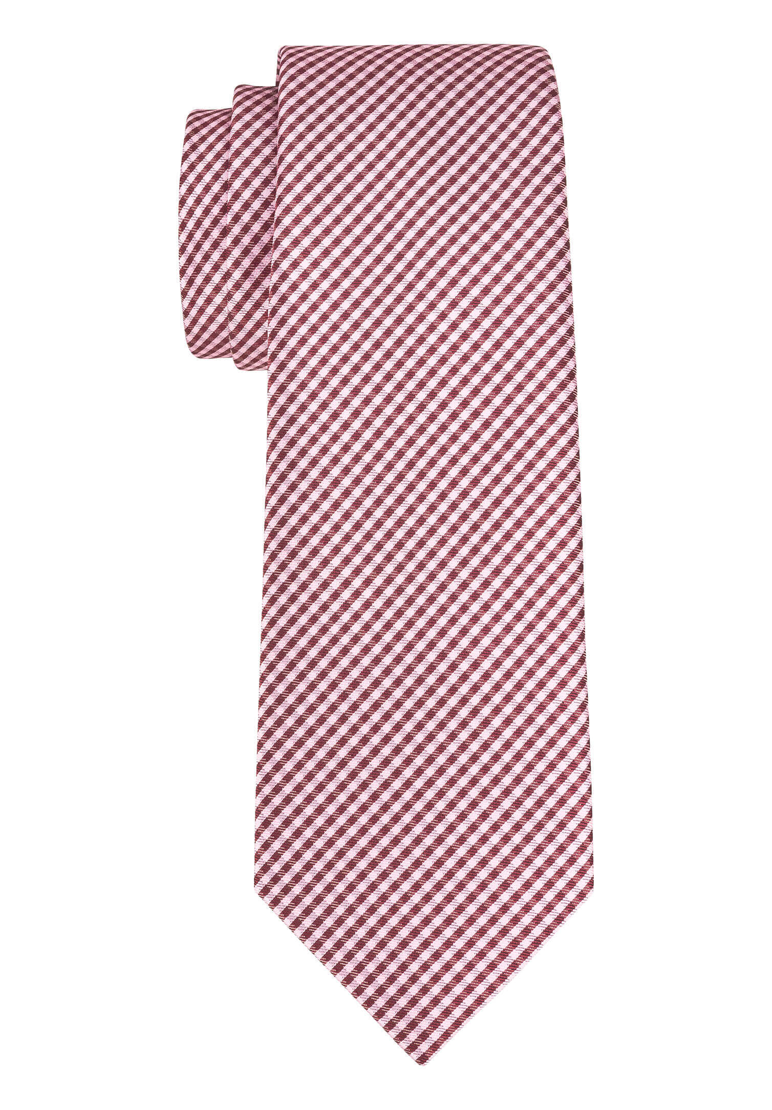 Krawatte Vichy-Karo bordeaux/rose leicht glänzend