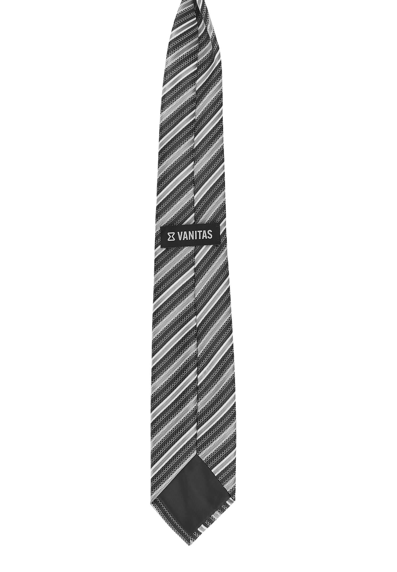 Krawatte vorgebunden mit Gummizug -  modische Streifen schwarz/grau/anthrazit