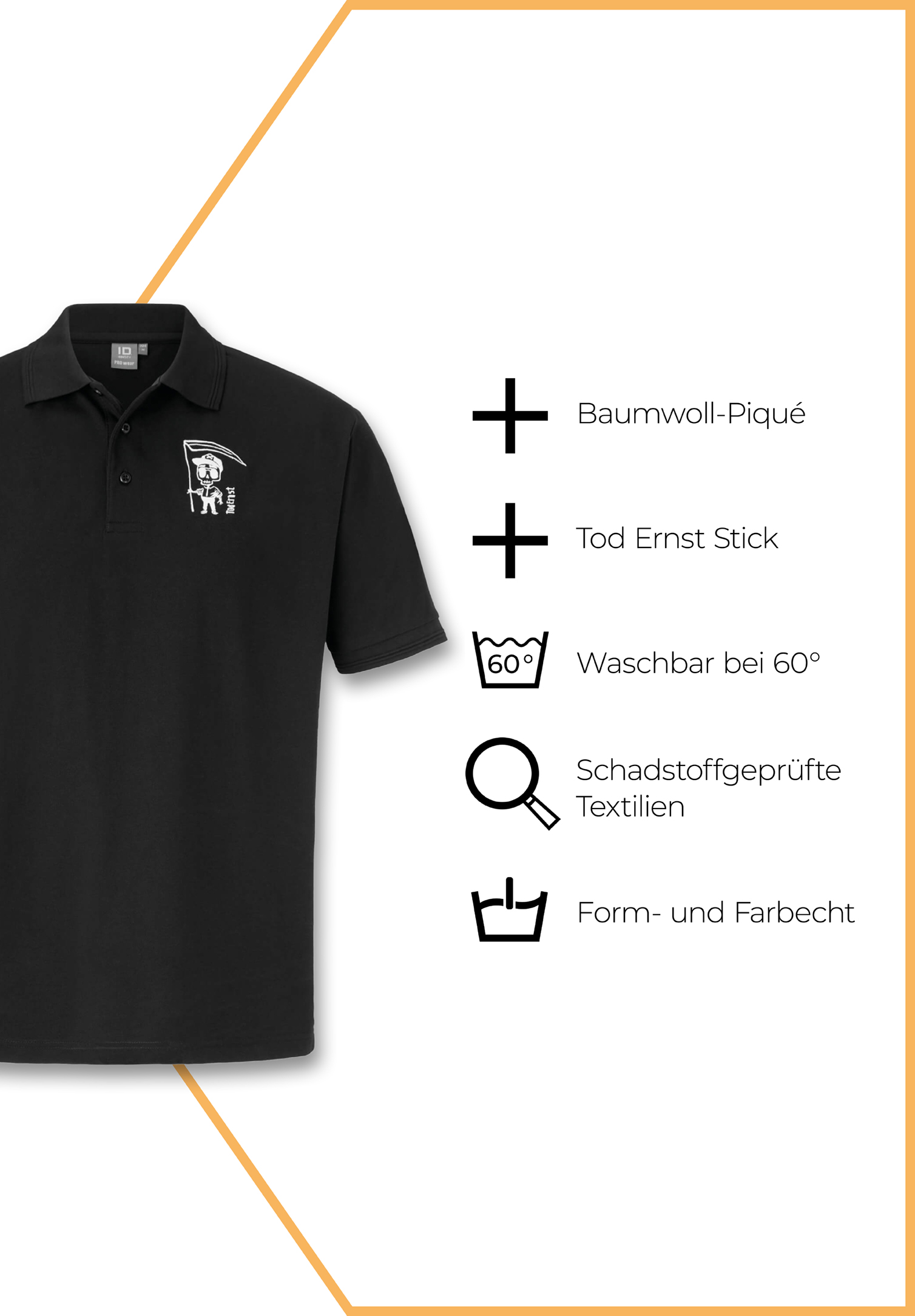tod ernst herren poloshirt - schwarz - 6xl