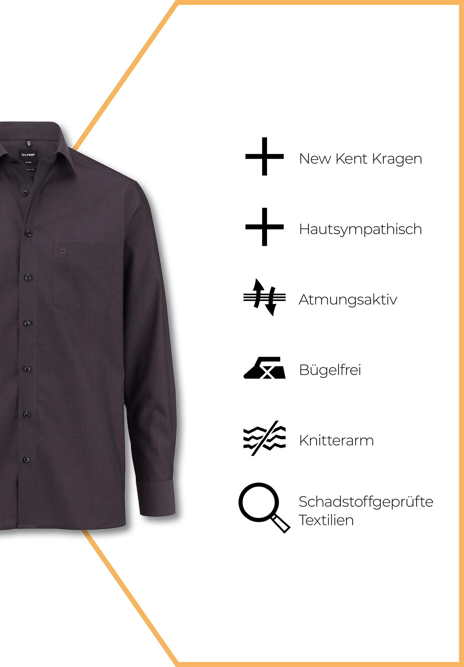 olymp luxor hemd chambray modern fit langarm - armlänge normal - anthrazit - 38