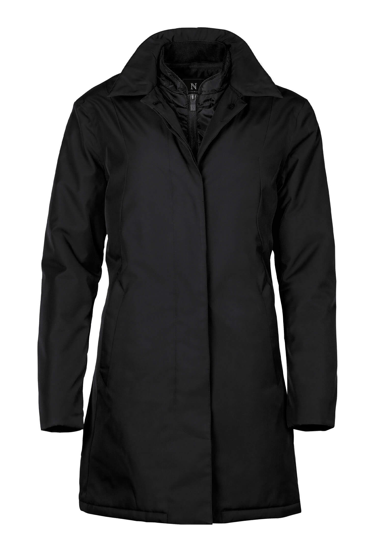 damen long jacket mit windleiste - schwarz - xs