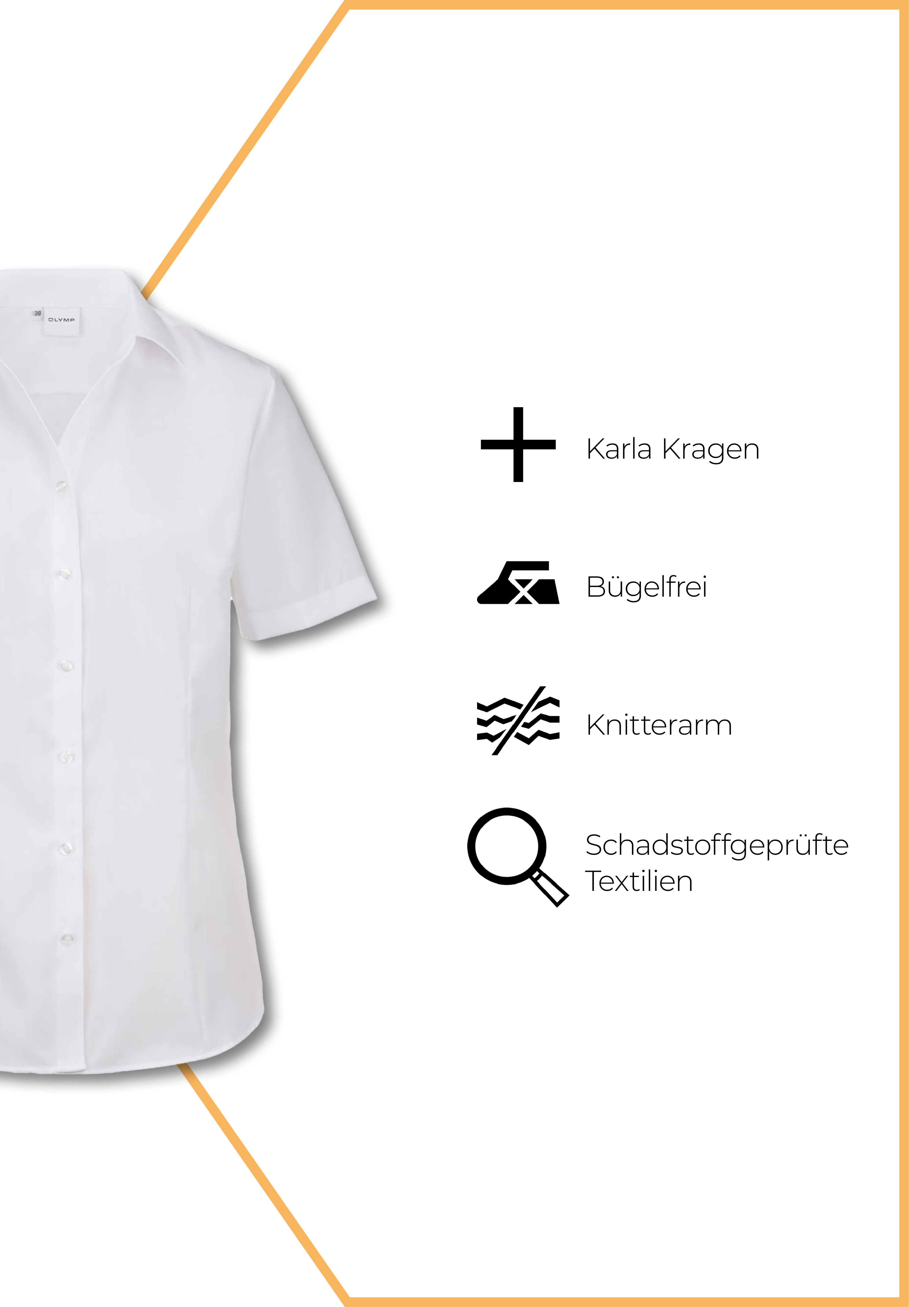 luxor bluse uni comfort fit kurzarm - weiß - 52