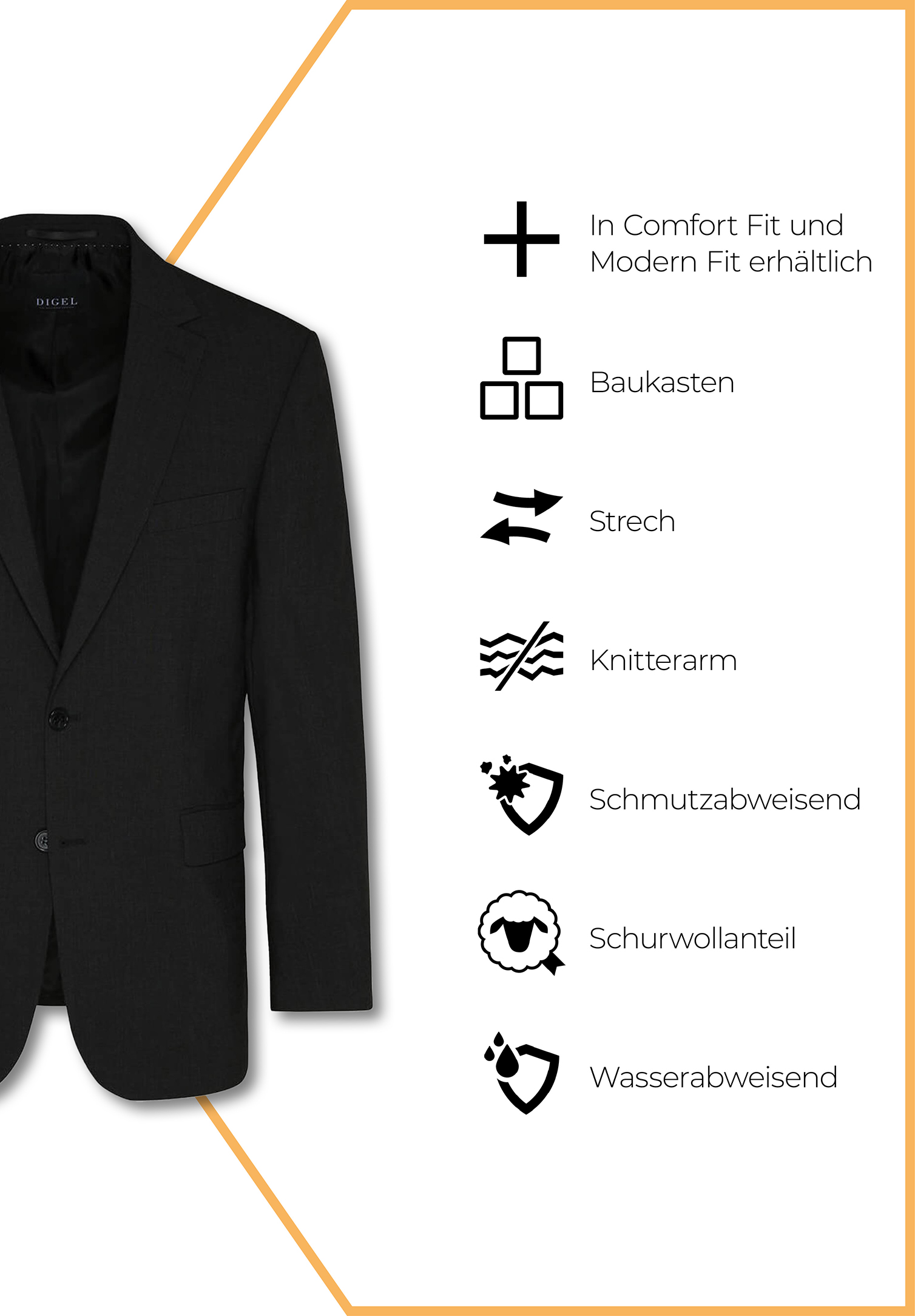 digel sakko comfort fit - anthrazit - 122