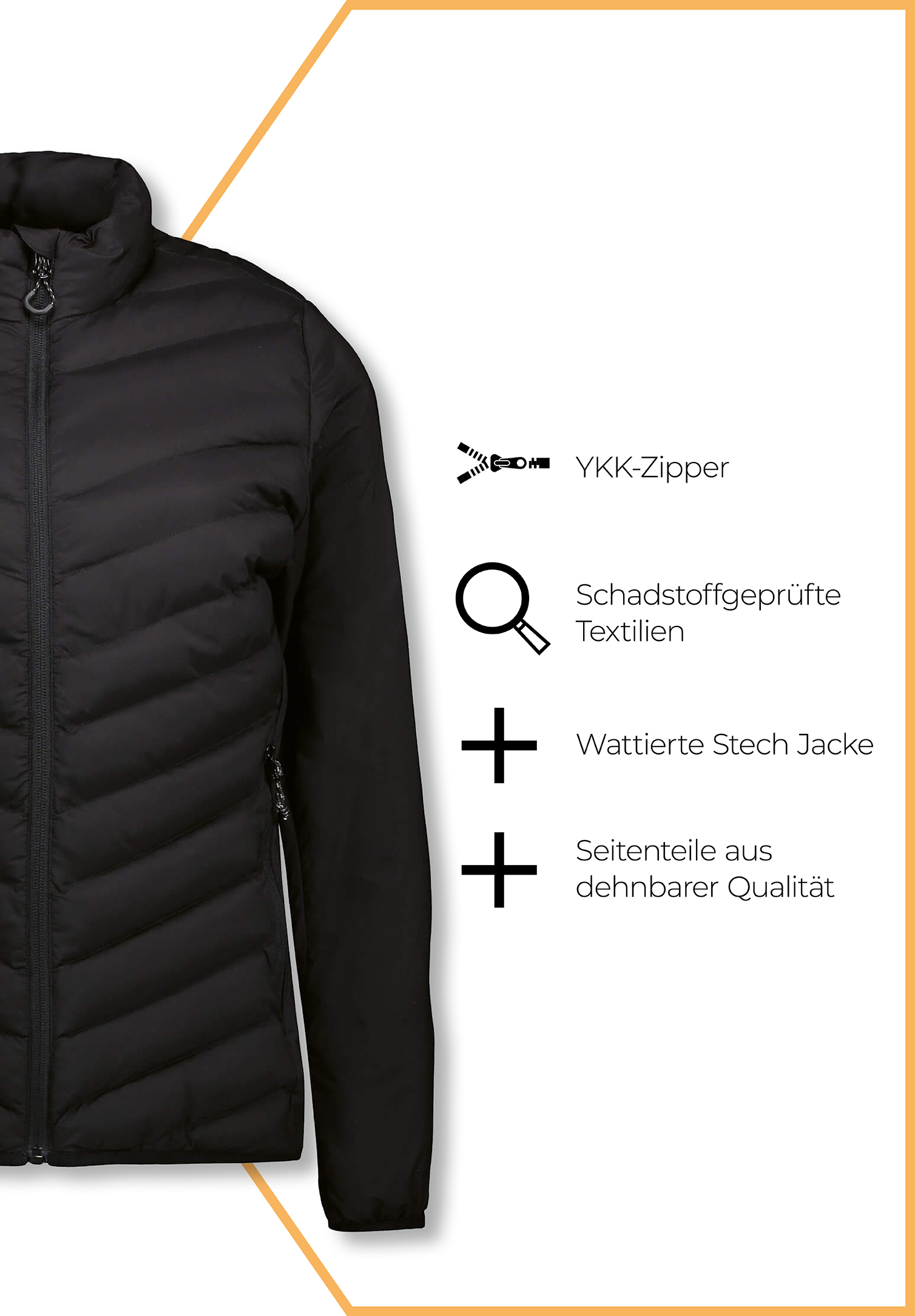 damen bestatterjacke - wattiert - schwarz - 2xl
