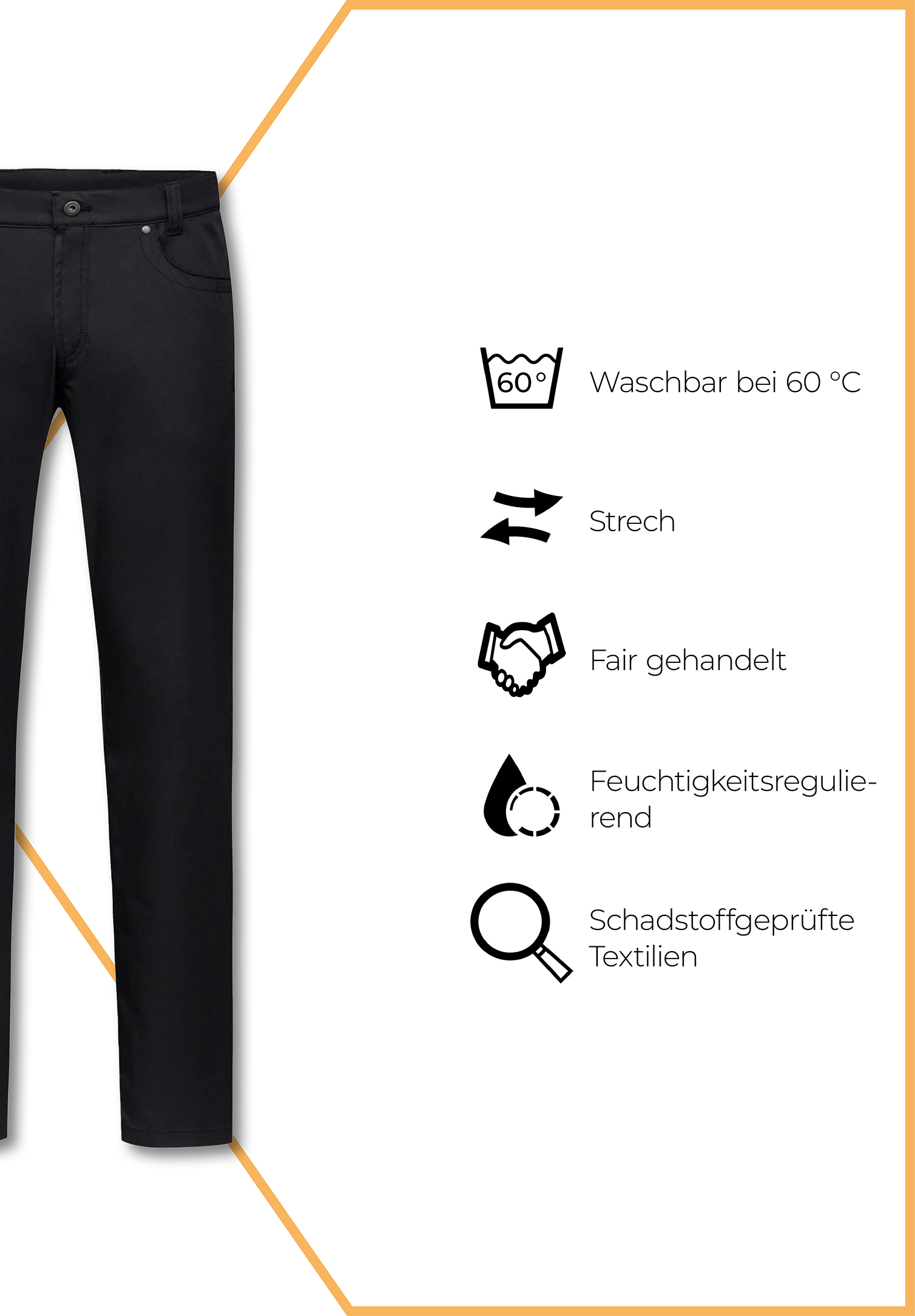 herren casual 5-pocket hose modern fit - schwarz - 62