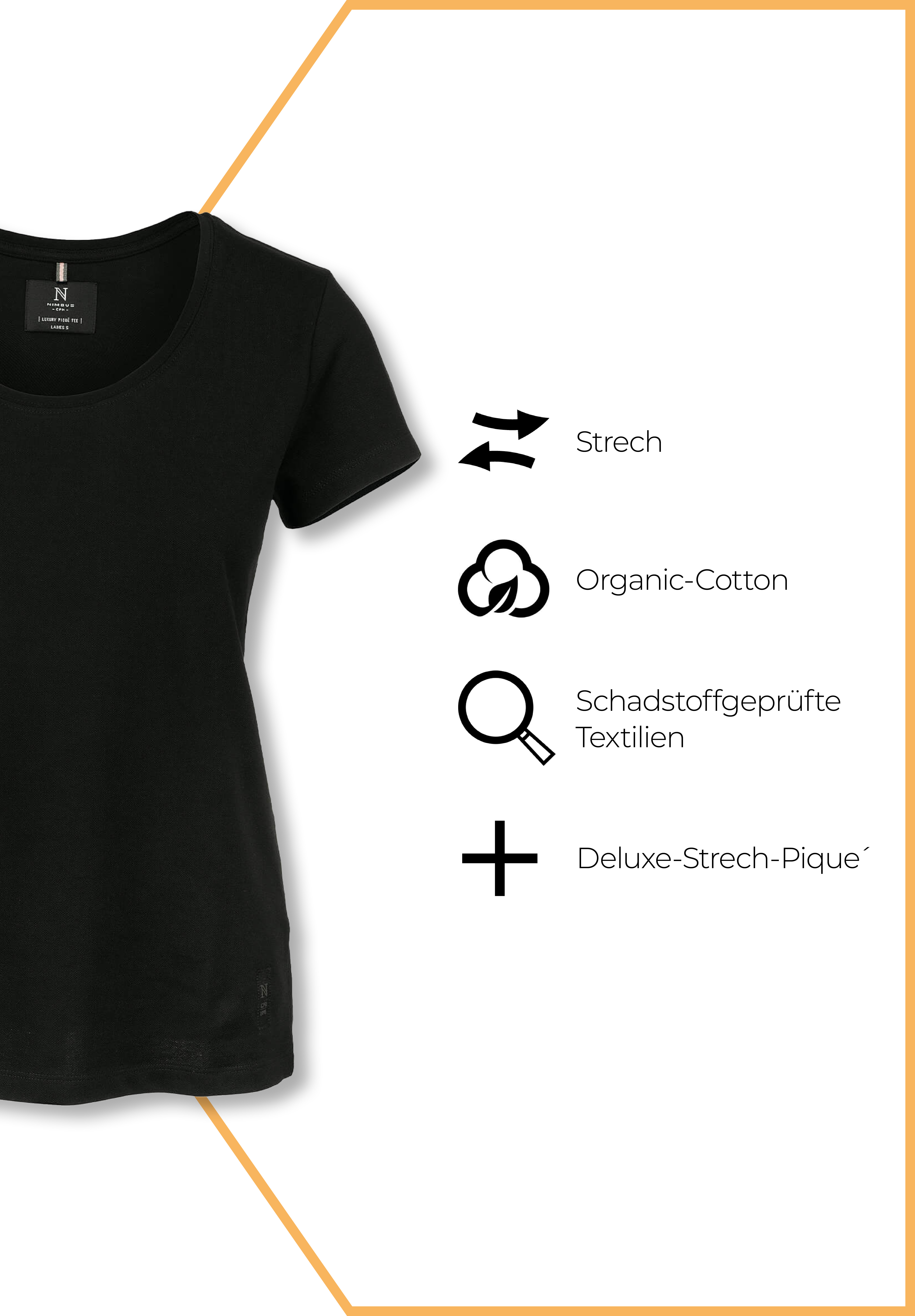 Damen Piquet Shirt - schwarz - XS
