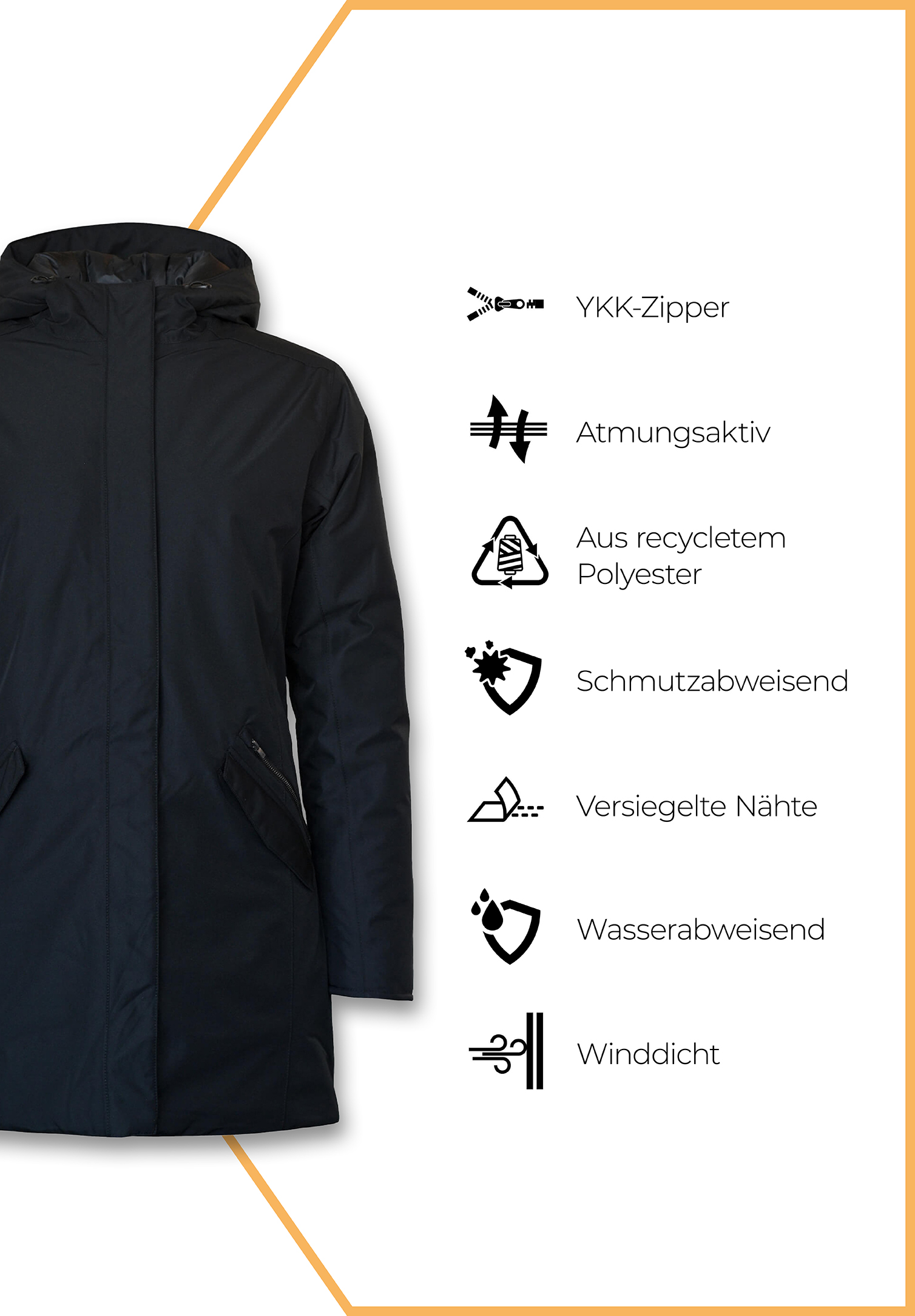 damen winterjacke - größe: m farbe: schwarz