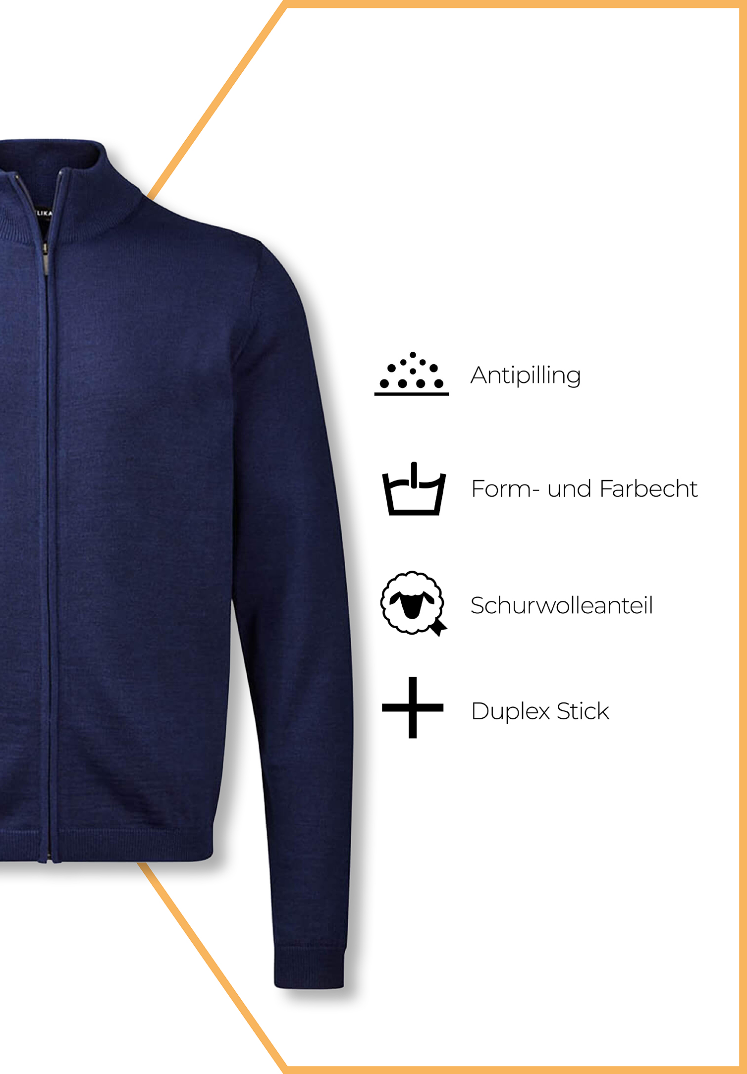 strickjacke mit zipp modern fit - marine - m
