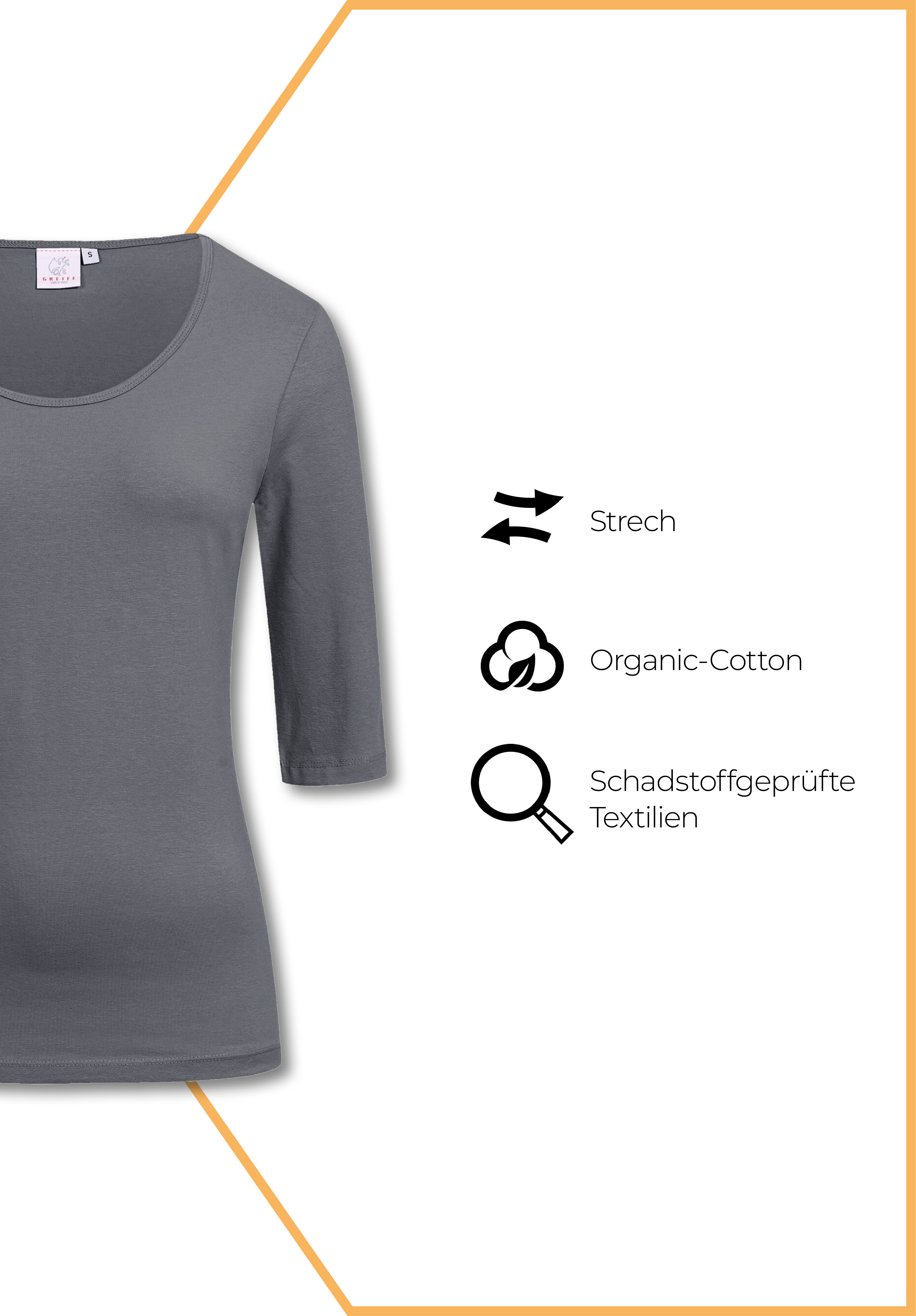 Damen Shirt 3/4 - taupe - S