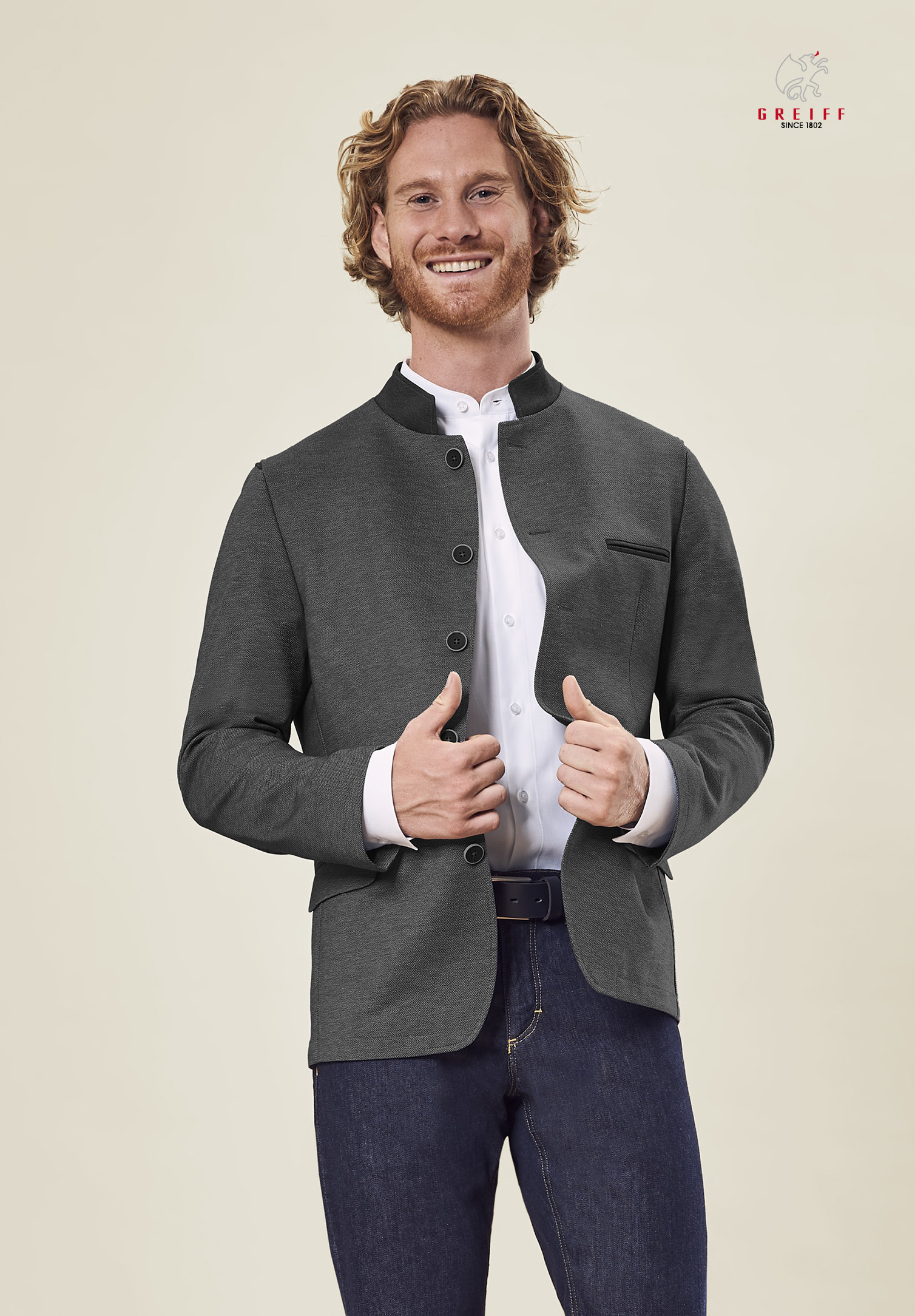 herren jerseysakko traditionell modern fit - grau - 46