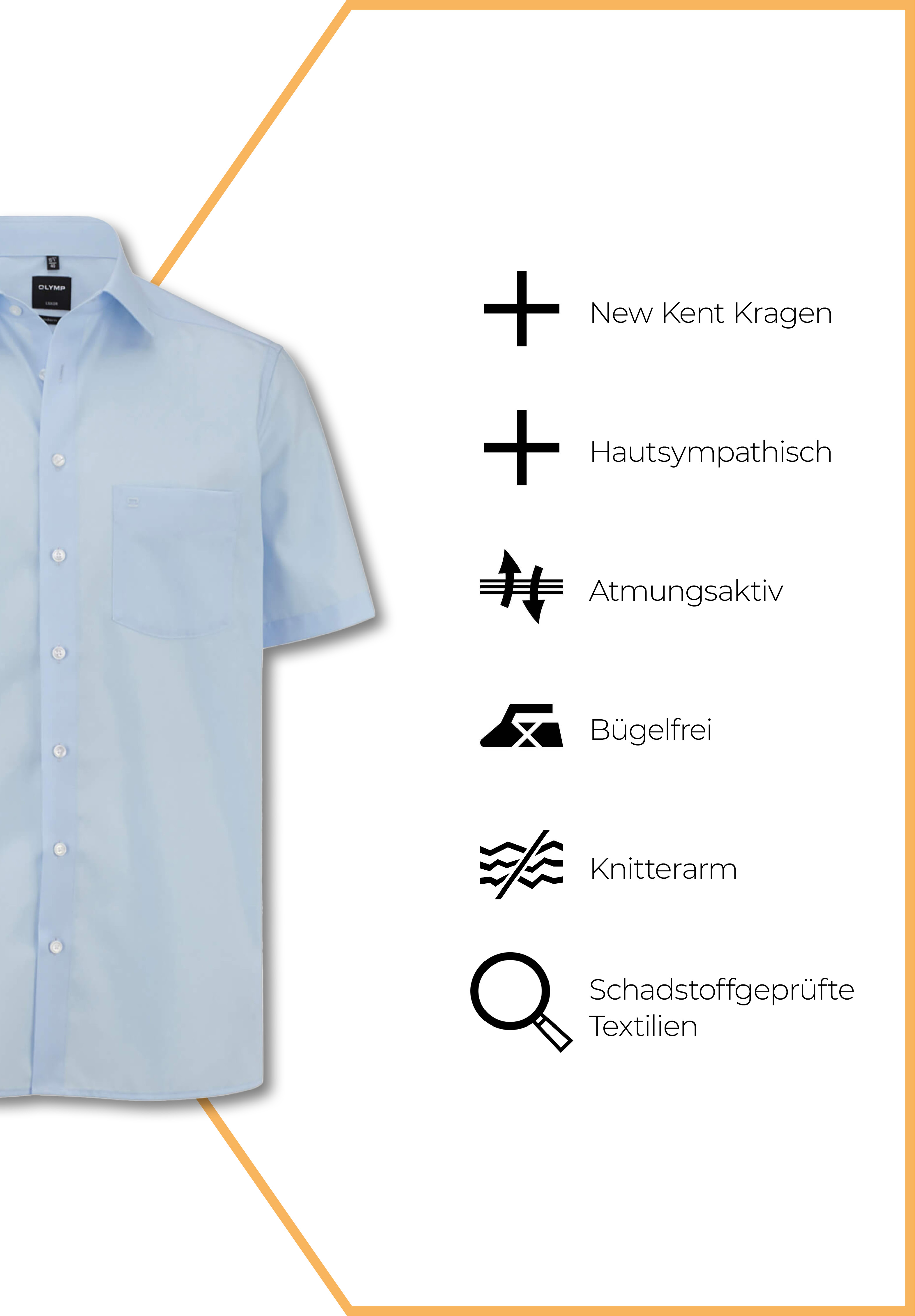 olymp luxor hemd uni modern fit kurzarm - hellblau - 47