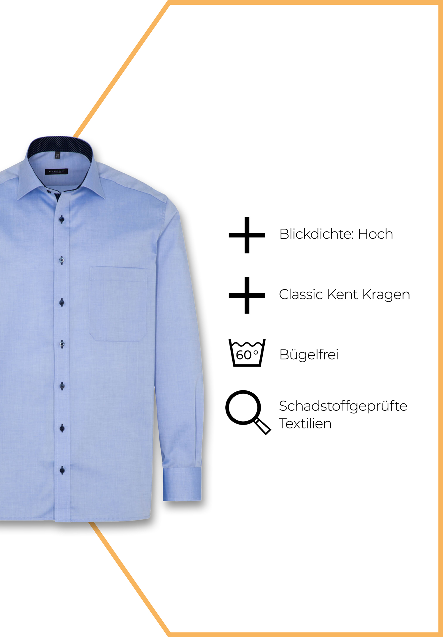 eterna hemd pinpoint comfort fit langarm - hellblau - 45 - extra lang