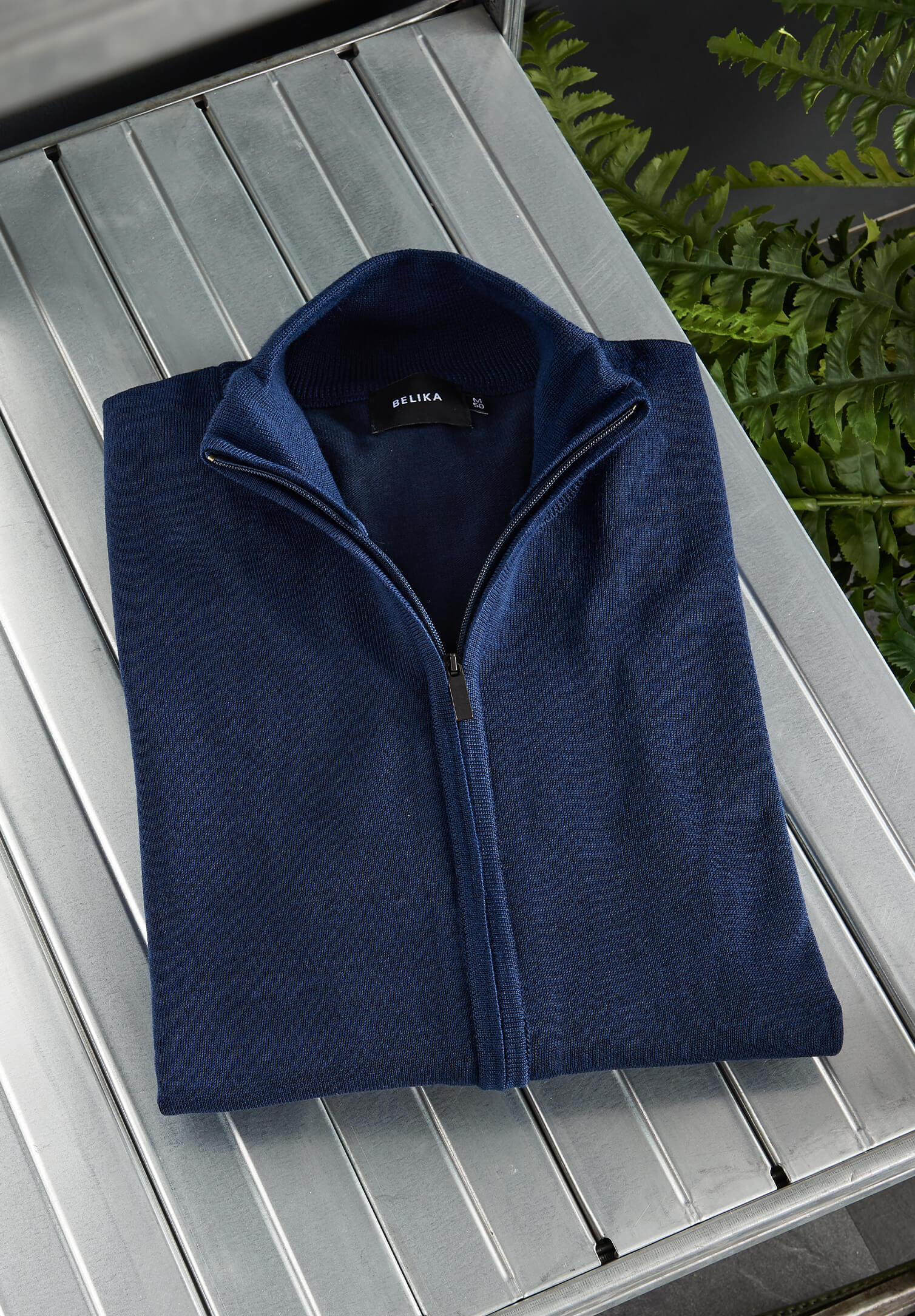 strickjacke mit zipp modern fit - marine - m