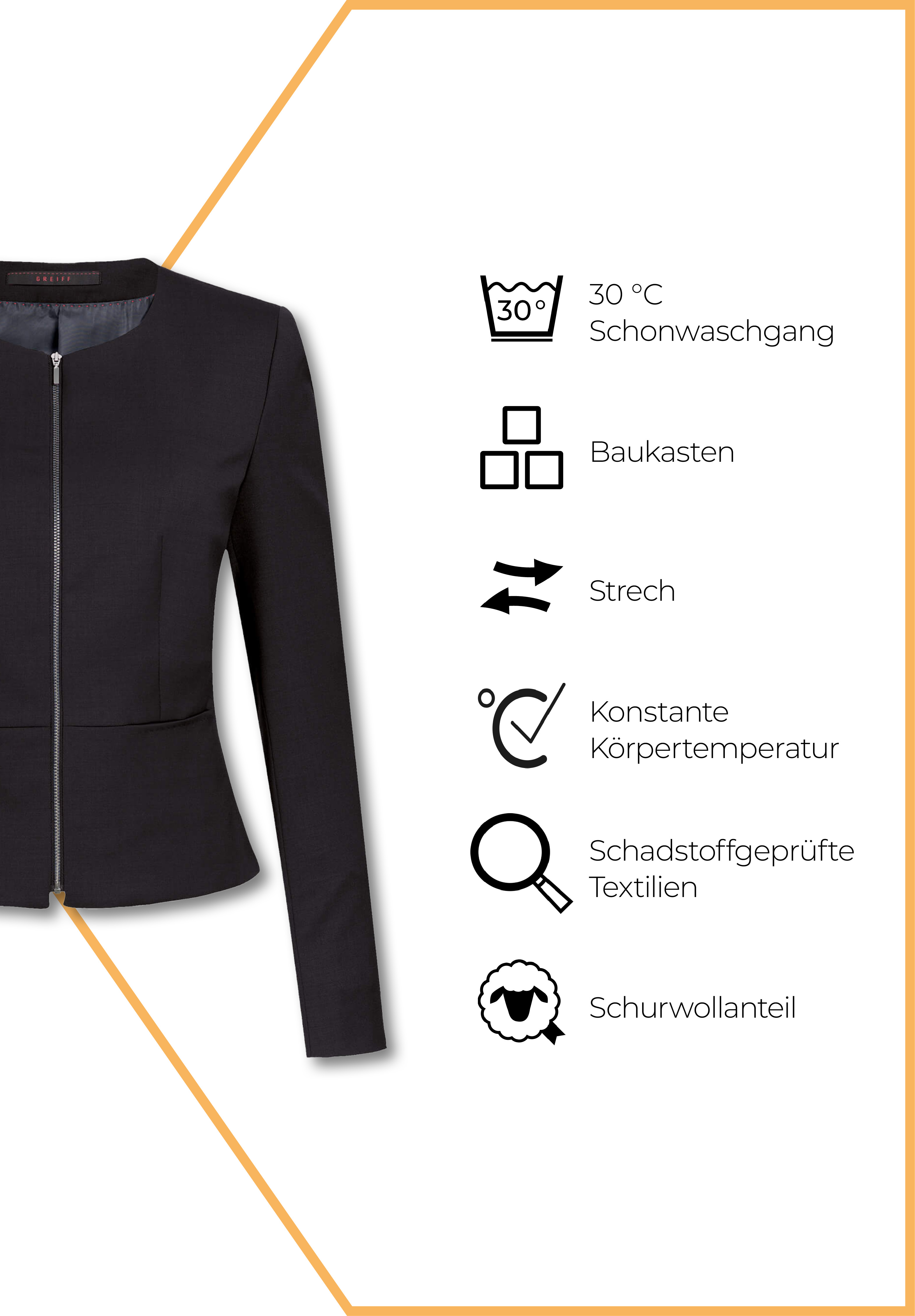 aeria zipp blazer slim fit - schwarz - 42