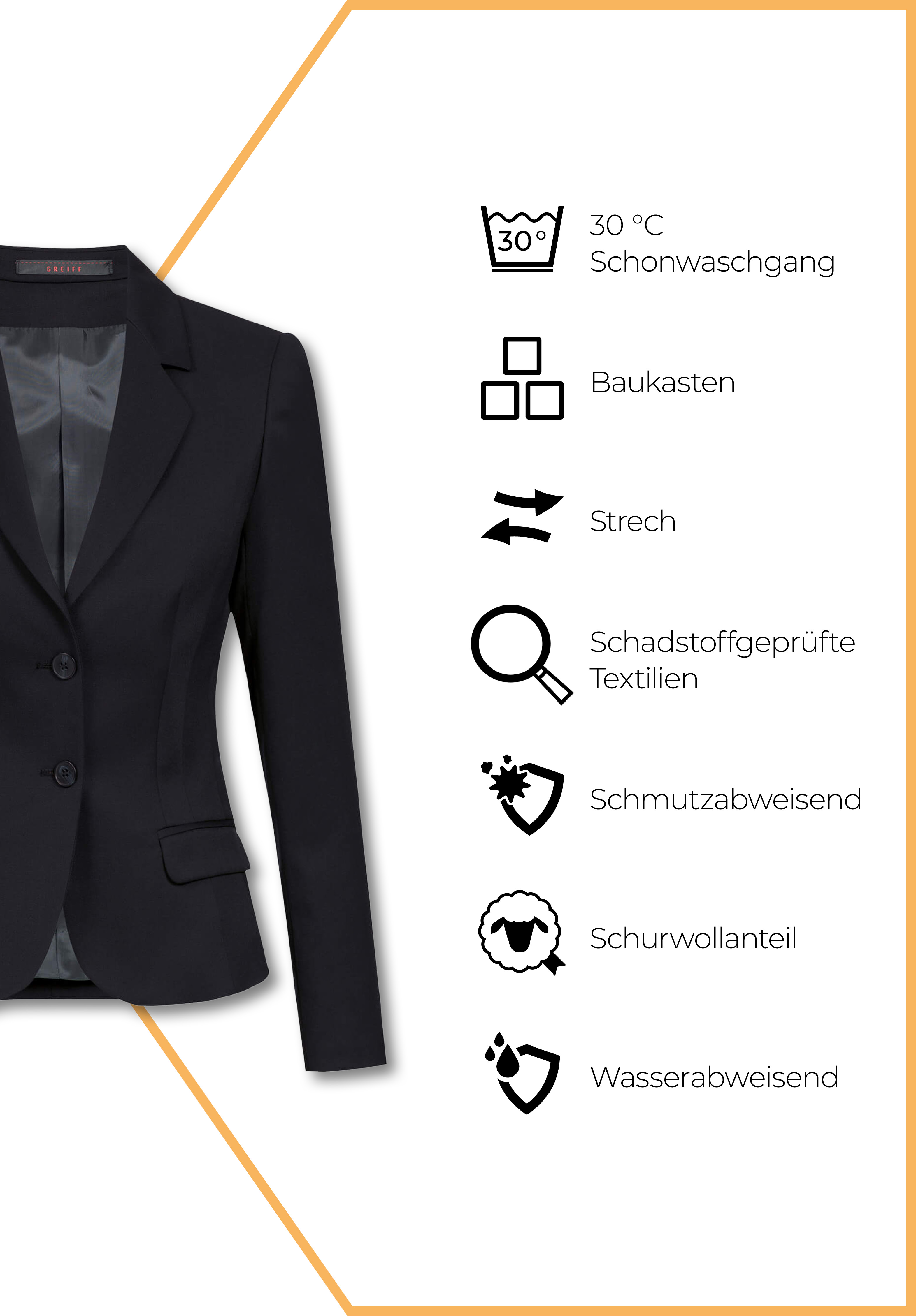 Vita Blazer Slim Fit - schwarz - 36